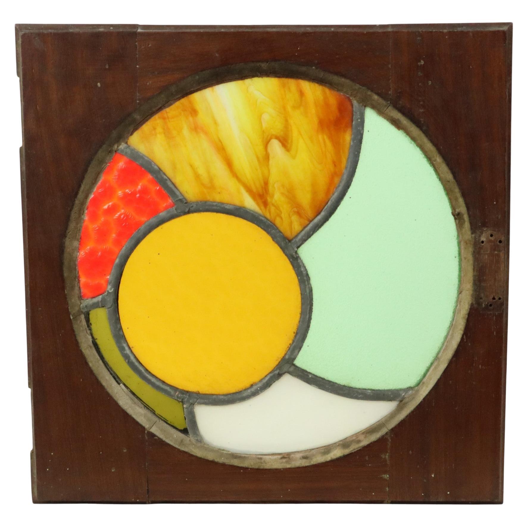 Colorful Stained Glass Window Panel Stained Glass Wooden Frame 37cm