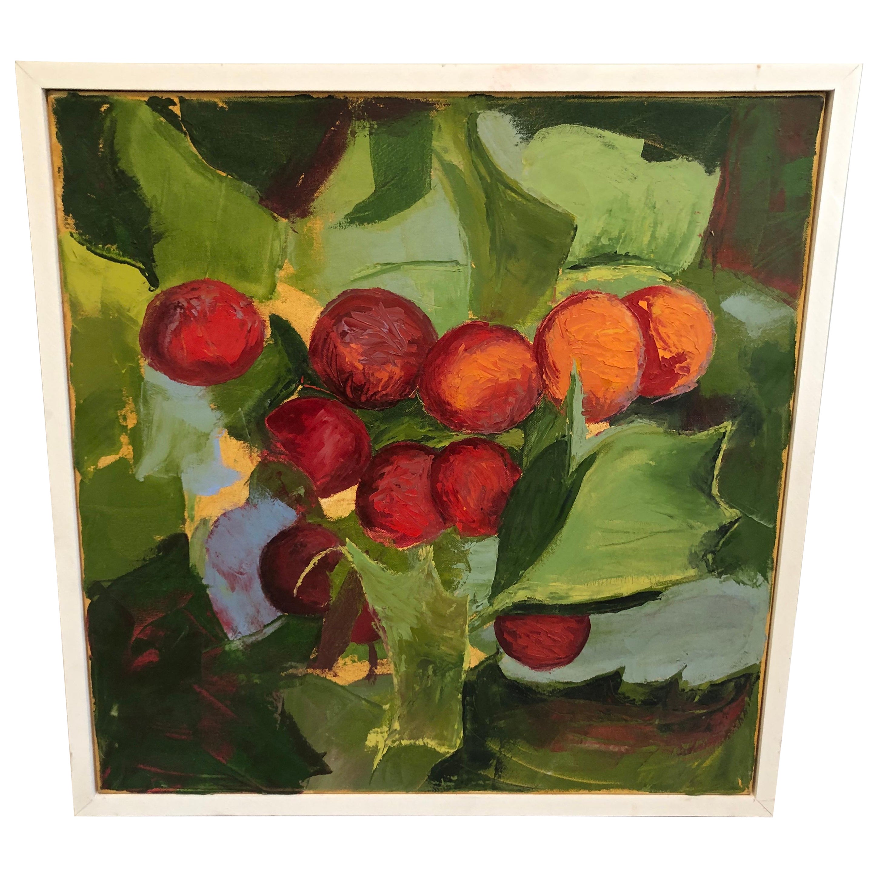 Buntes Stillleben auf Leinwand von Beeren von Beverly Ward im Angebot