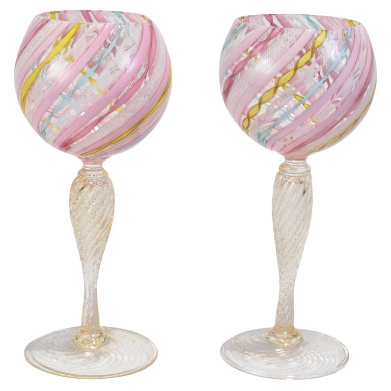 Colorful Striped Goblets For Sale at 1stDibs