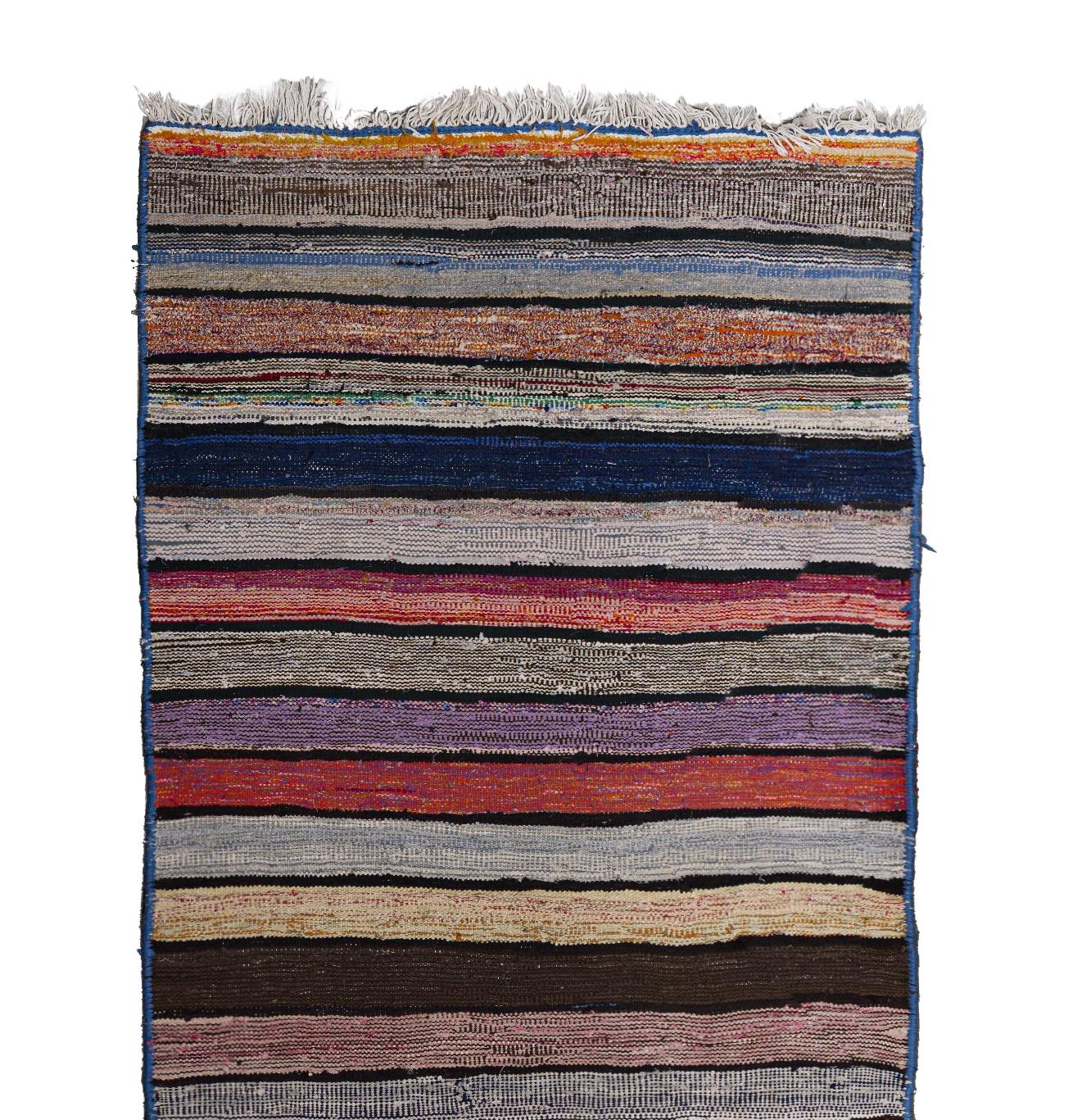 Bunt gestreifter Läufer Teppich 4 ft x 10 ft - (Persisch) im Angebot