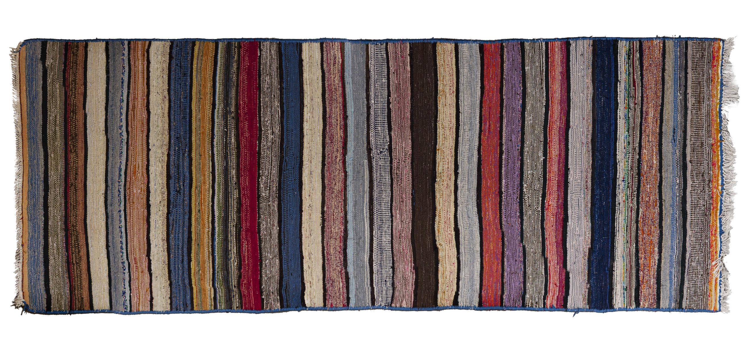 Bunt gestreifter Läufer Teppich 4 ft x 10 ft - (Wolle) im Angebot