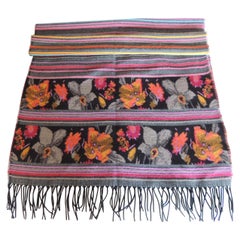 Colorful Stripes and Floral French Shawl