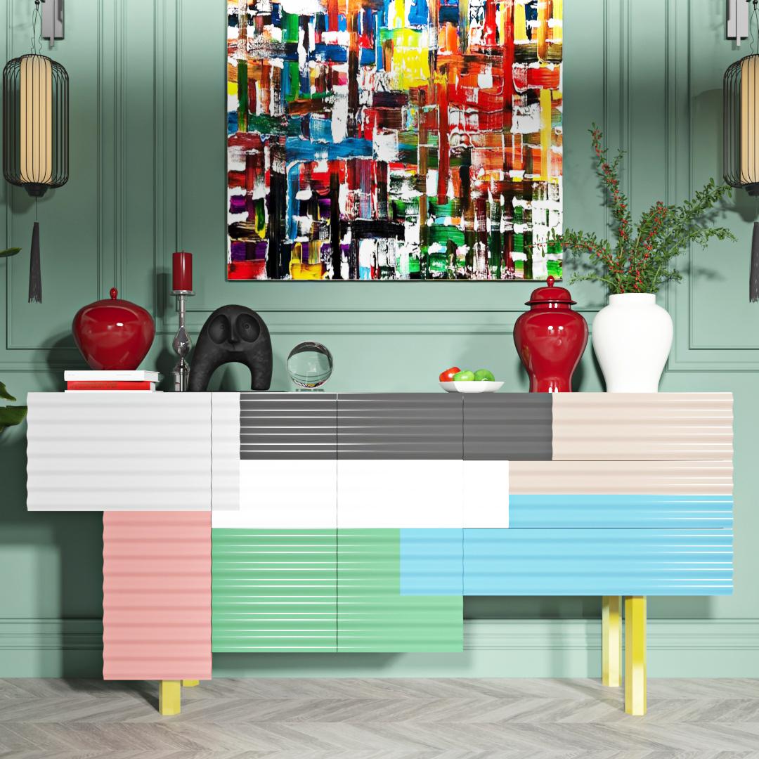  Armoire colorée à tige d'été avec porte pliante et tiroirs [modèle B] Neuf - En vente à Barcelona, ES