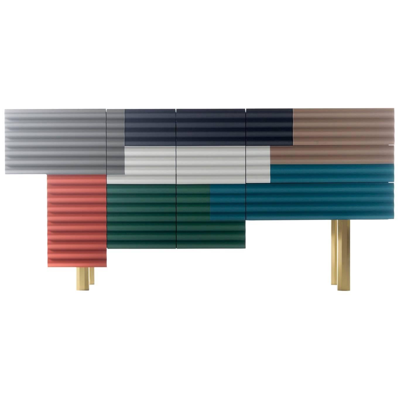  Buffet contemporain coloré "Summer Shanty" Porte pliante + tiroirs 