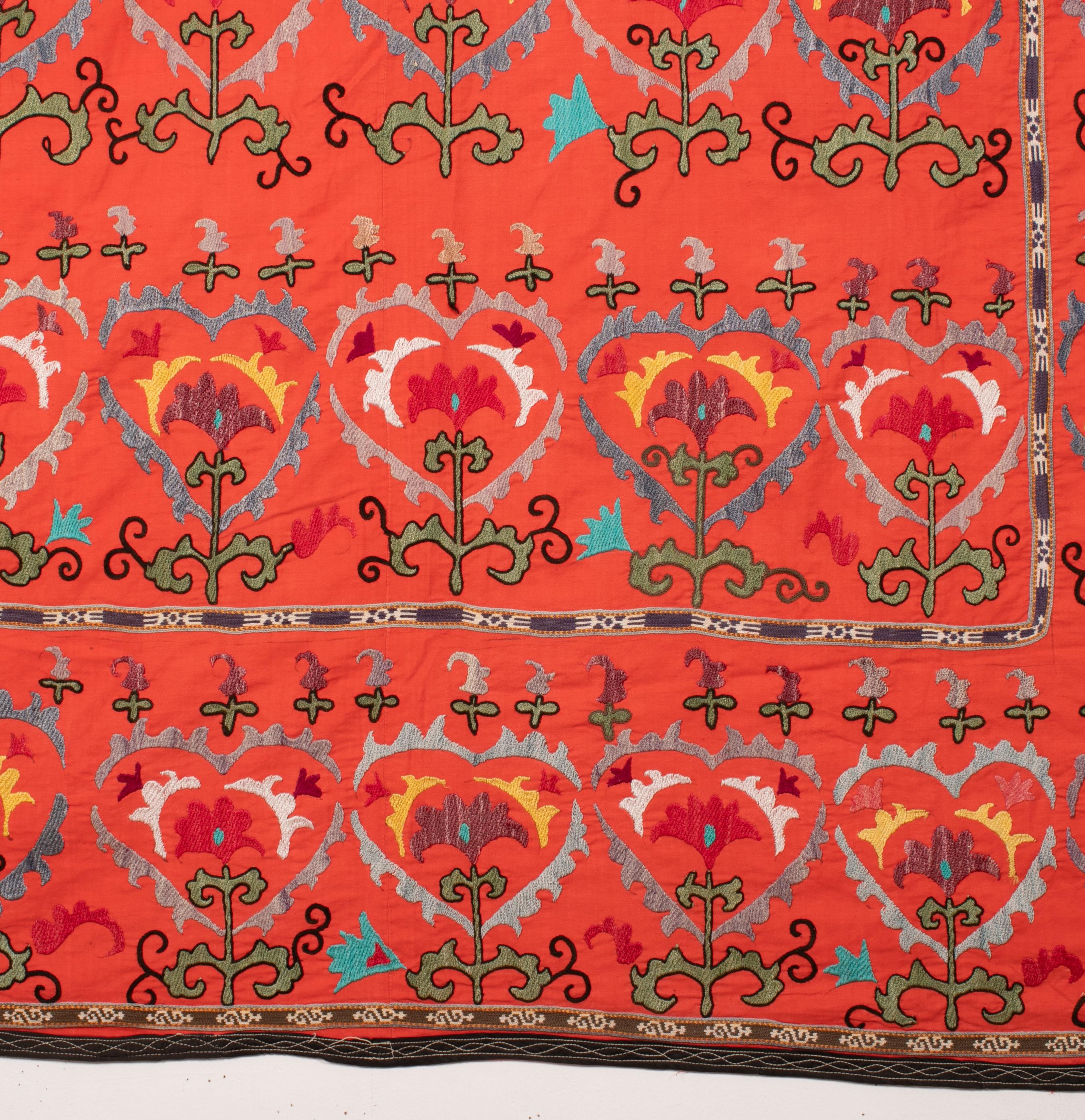 Silk Colorful Suzani from Uzbekistan, Central Asia, Mid-20th Century For Sale