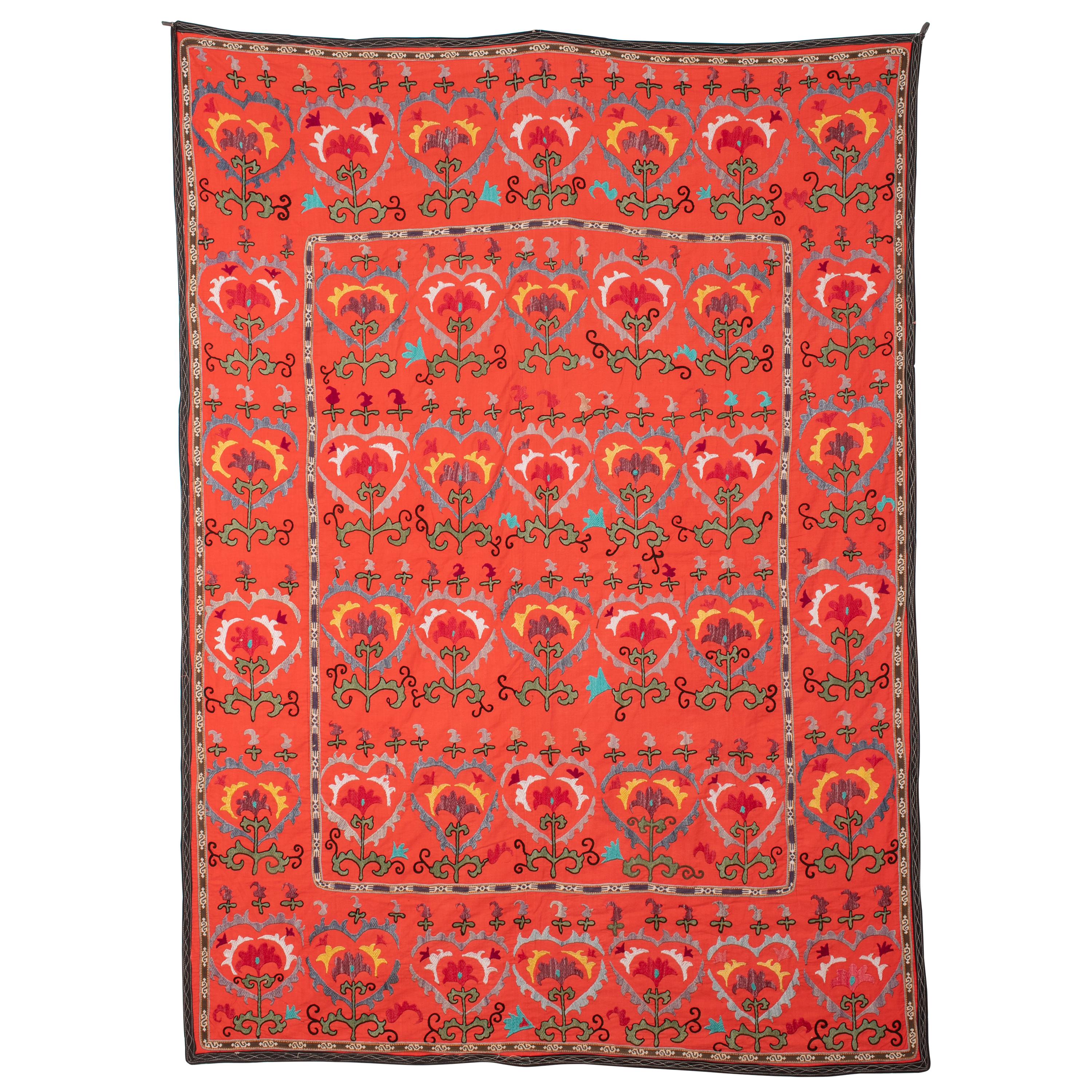 Colorful Suzani from Uzbekistan, Central Asia, Mid-20th Century