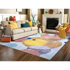 Colorful The Circles Design 100% Wolle Handgeknüpfter orientalischer Teppich 9'0" x 12'0"