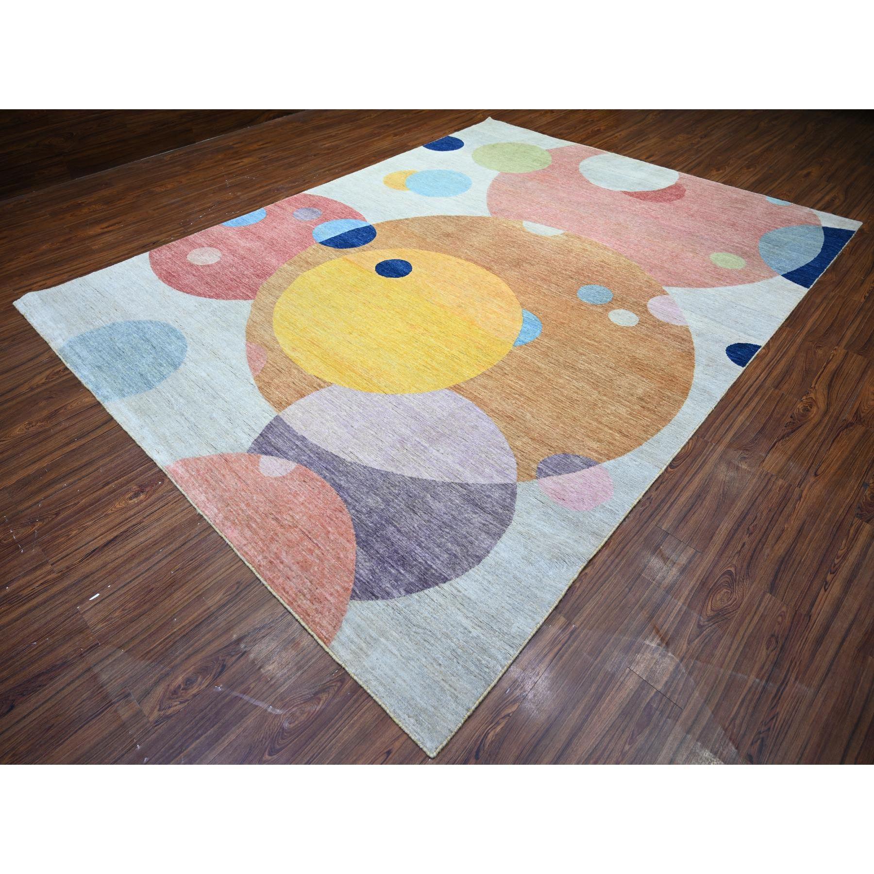 Afghan Tapis oriental noué à la main « The Circles Design » 100 % laine 9'0
