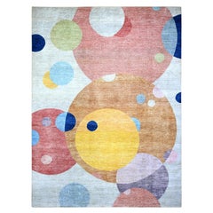 Colorful The Circles Design 100% Wool Hand Knotted Oriental Rug 9'0" x 12'0"