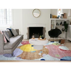 Colorful The Circles Design Vegetable Dyes 100% Wool Hand Knotted Oriental Rug