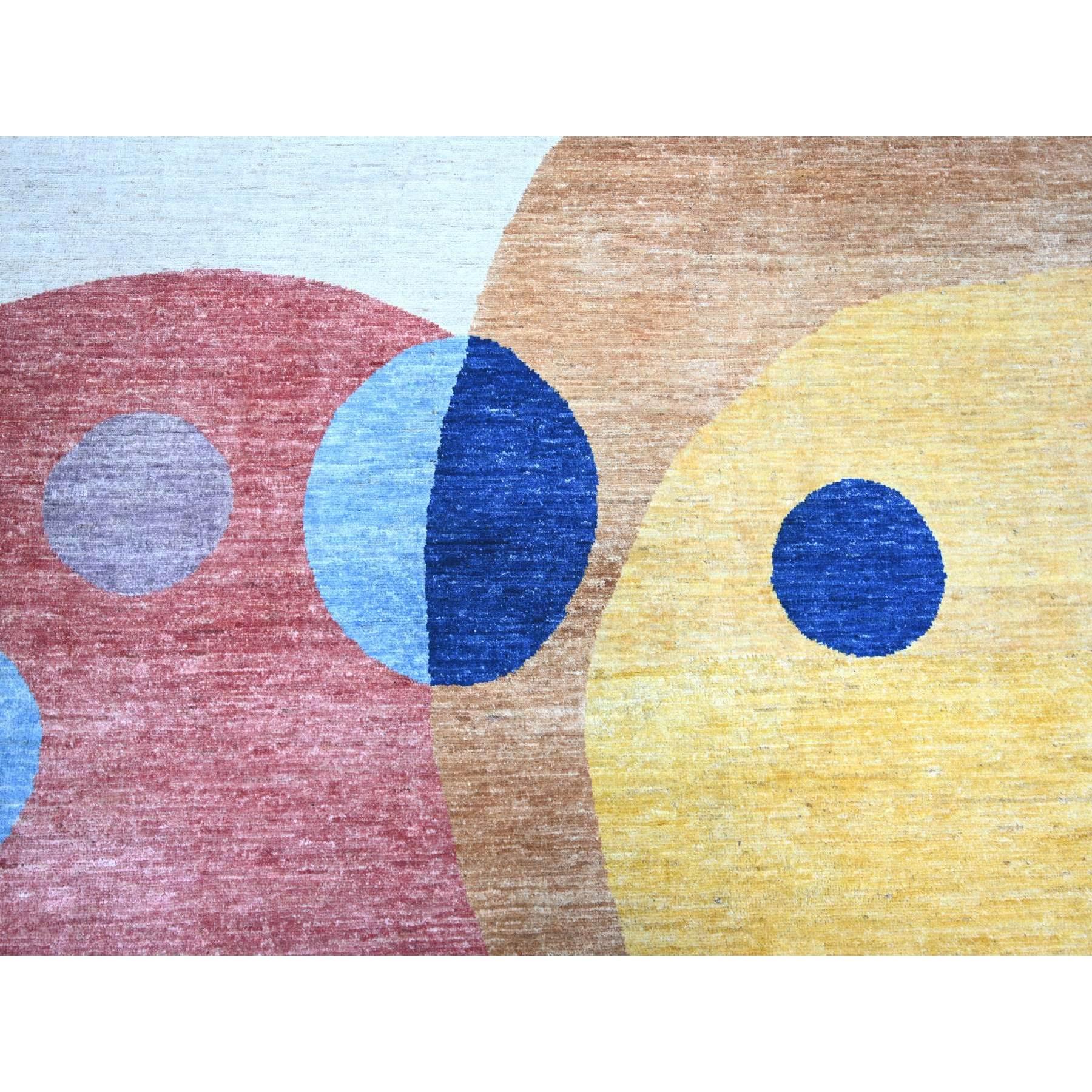 Handgeknüpfter orientalischer Teppich aus 100 % Wolle mit buntem The Circles Design mit pflanzlichen Farbstoffen im Angebot 3