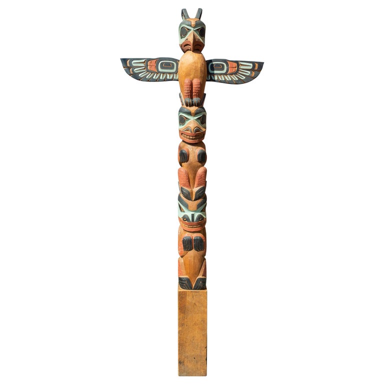 Monumental Totem by Master Carver Leo Jacobs For Sale