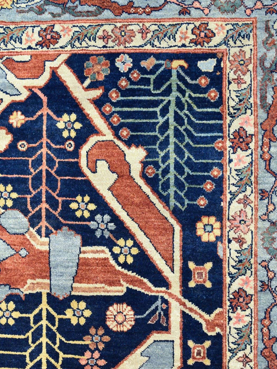 Colorful and Transitional Handgeknüpfter Serapi-Wollteppich aus Serapi, 8' x 10' im Angebot 4