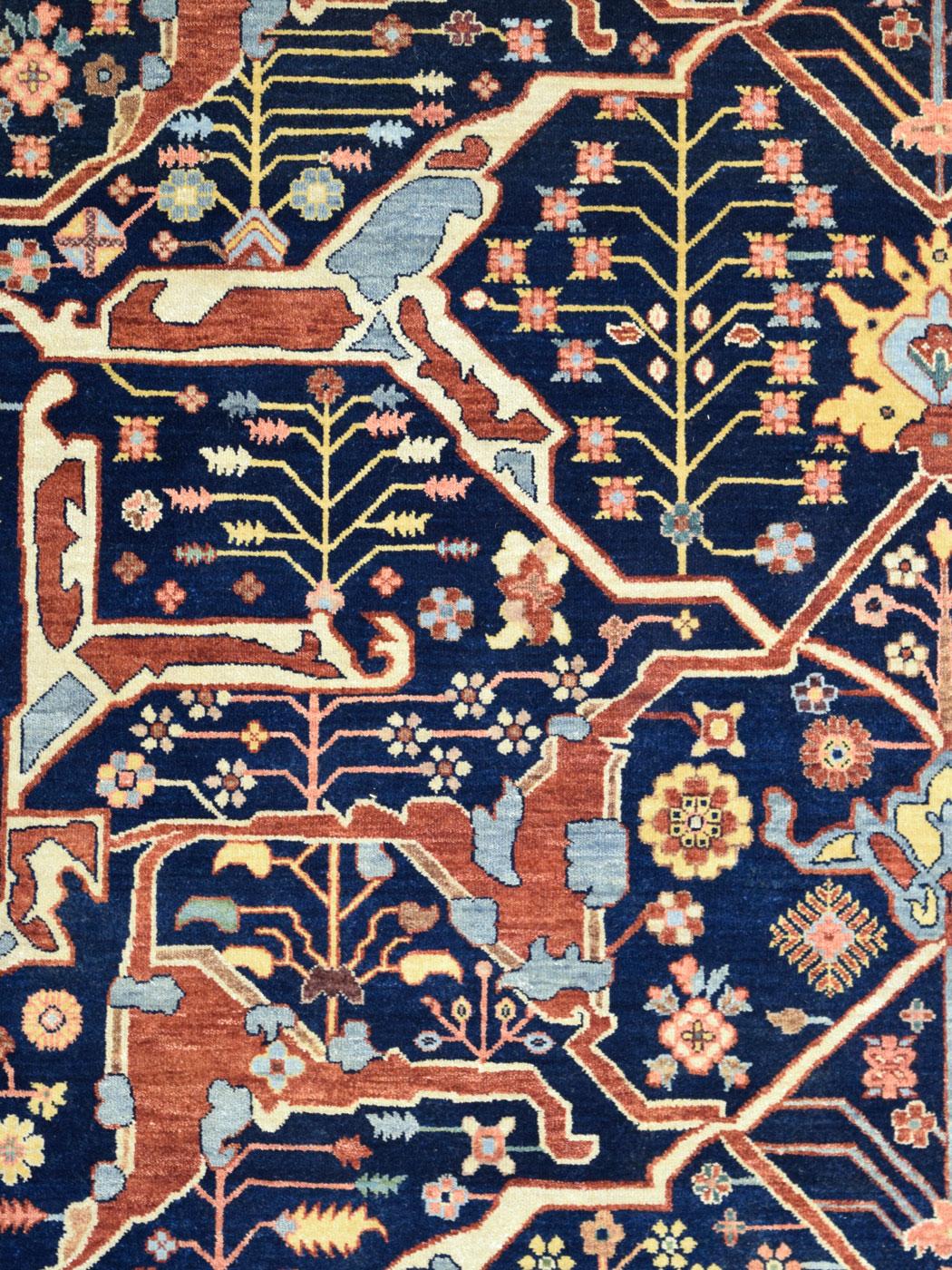 Colorful and Transitional Handgeknüpfter Serapi-Teppich aus Serapi im Angebot 1