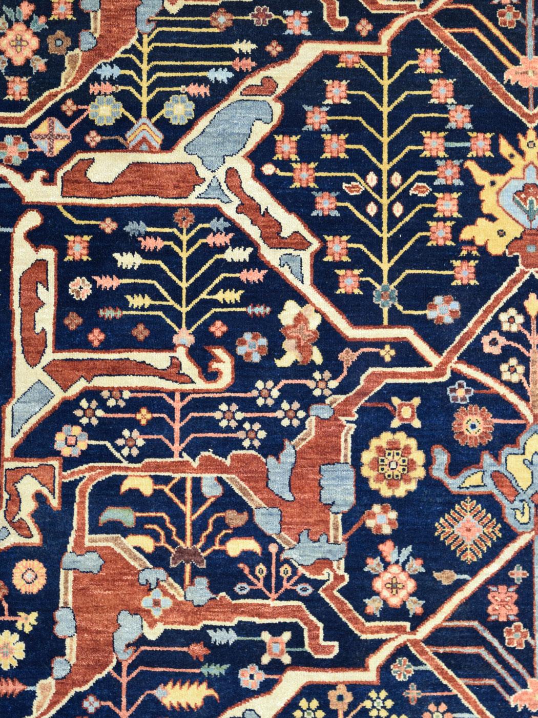 Colorful and Transitional Hand Knotted Serapi Wool Carpet, 8' x 10' 1