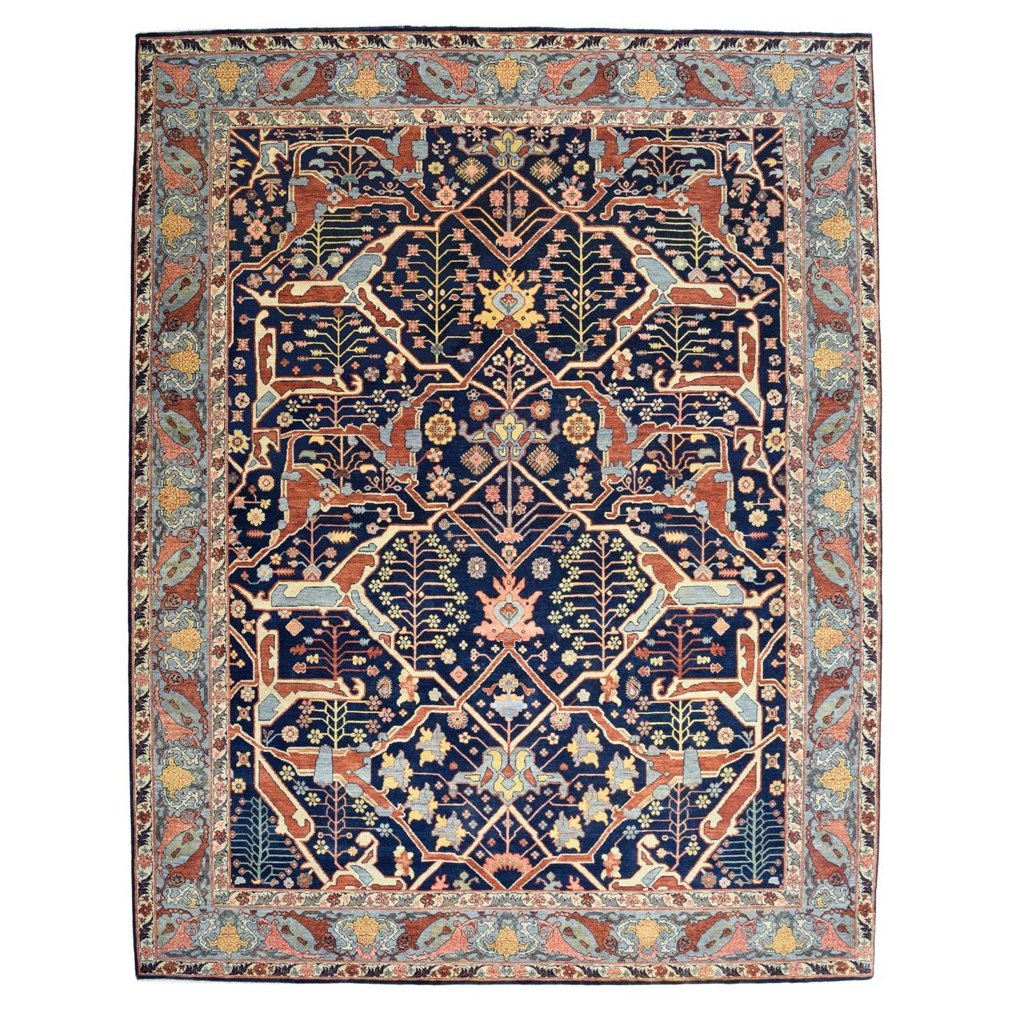 Colorful and Transitional Hand Knotted Serapi Wool Carpet, 8' x 10' For Sale
