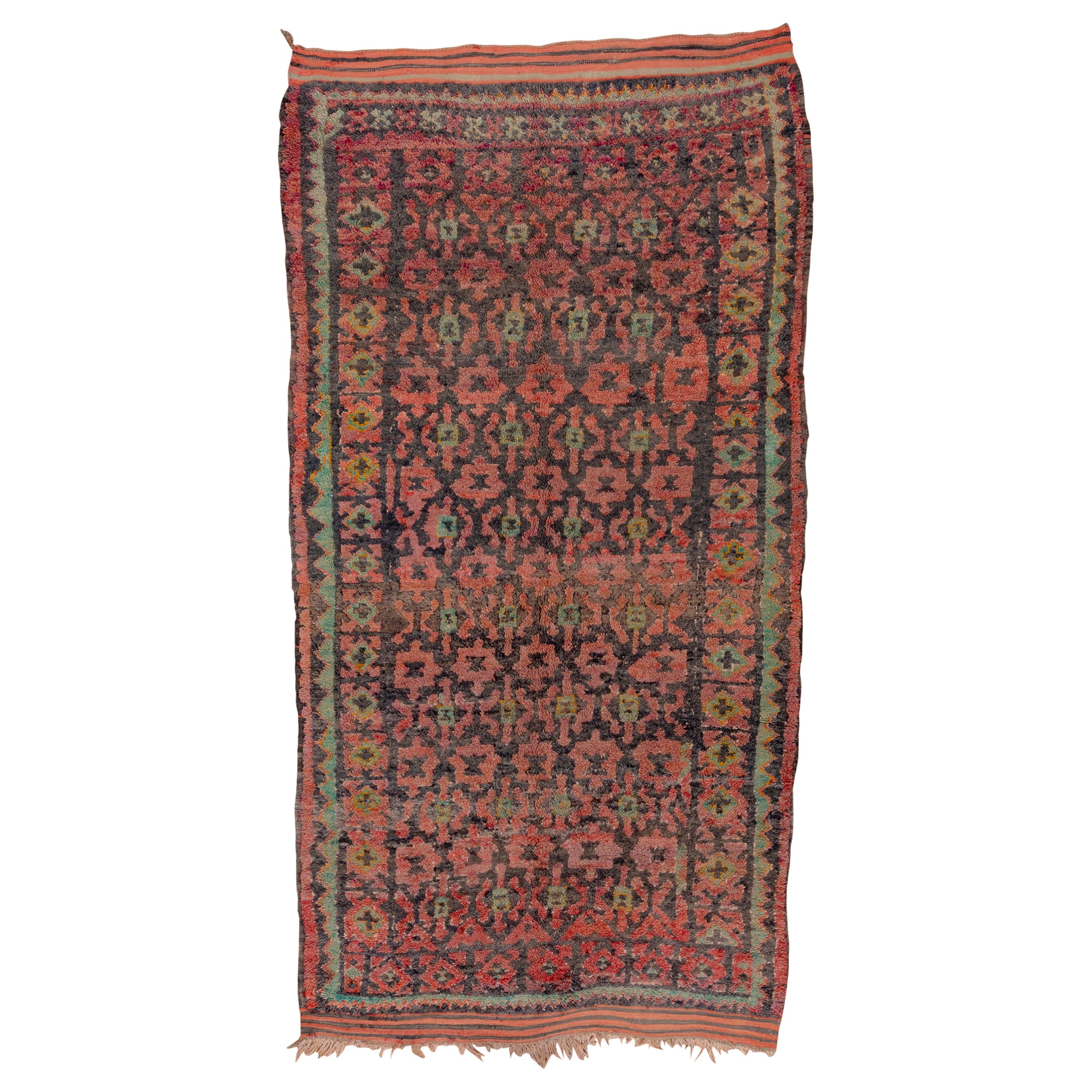 Colorful Tribal Vintage Moroccan Carpet, circa 1940s