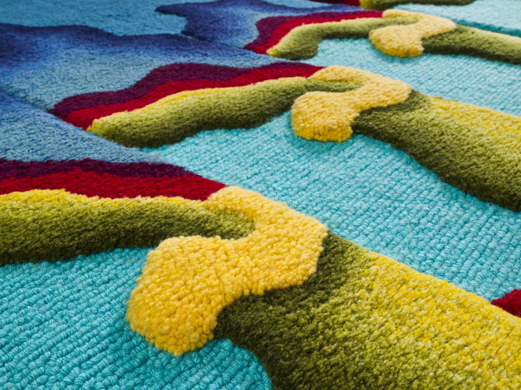 Post-Modern Colorful Triptych Rug in Wool by Tekima  For Sale