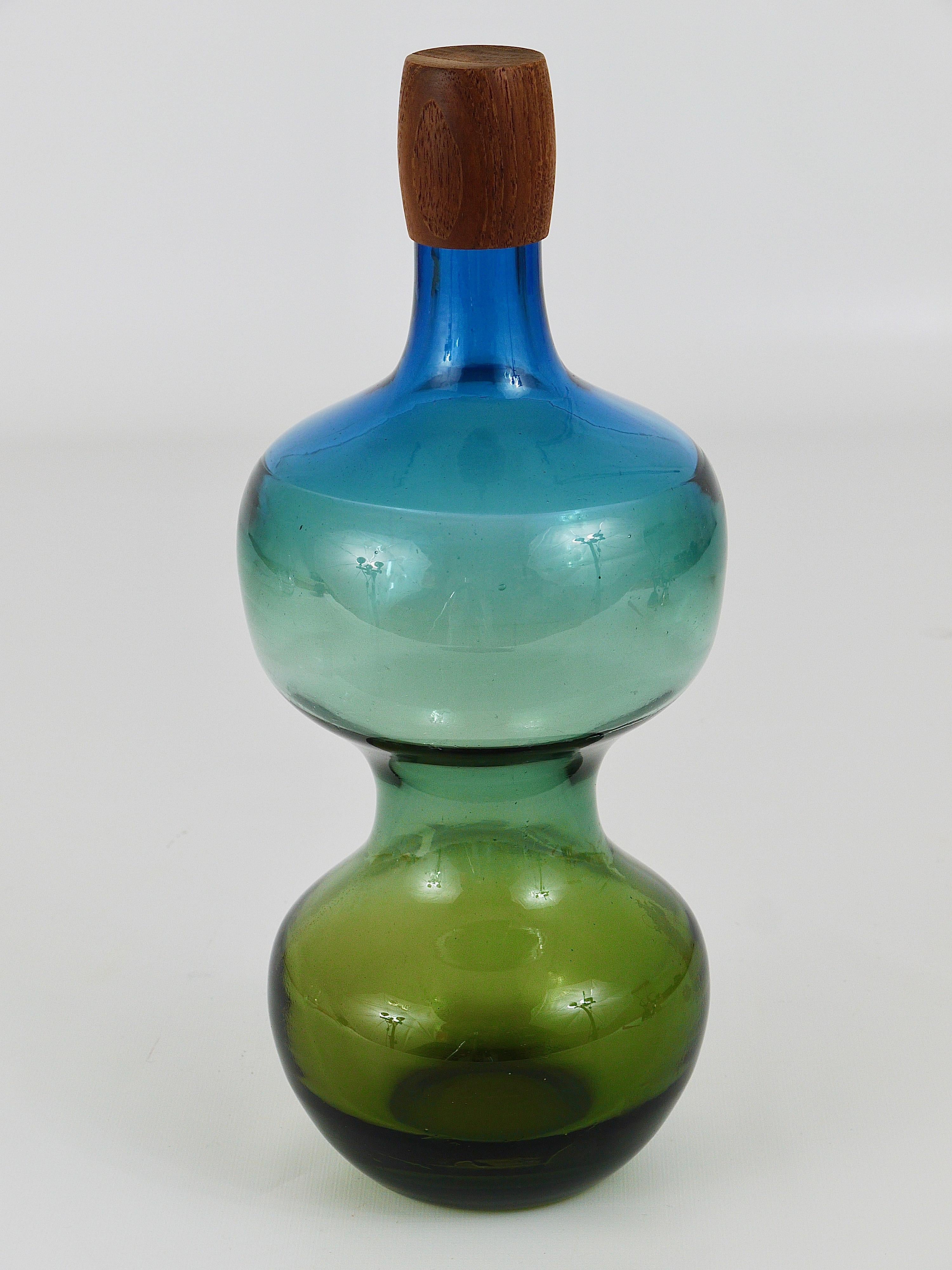 Mid-Century moderno Göran Wärff Pukeberg Caraffa Tropico colorata in vetro, decanter, Svezia, 1960 in vendita