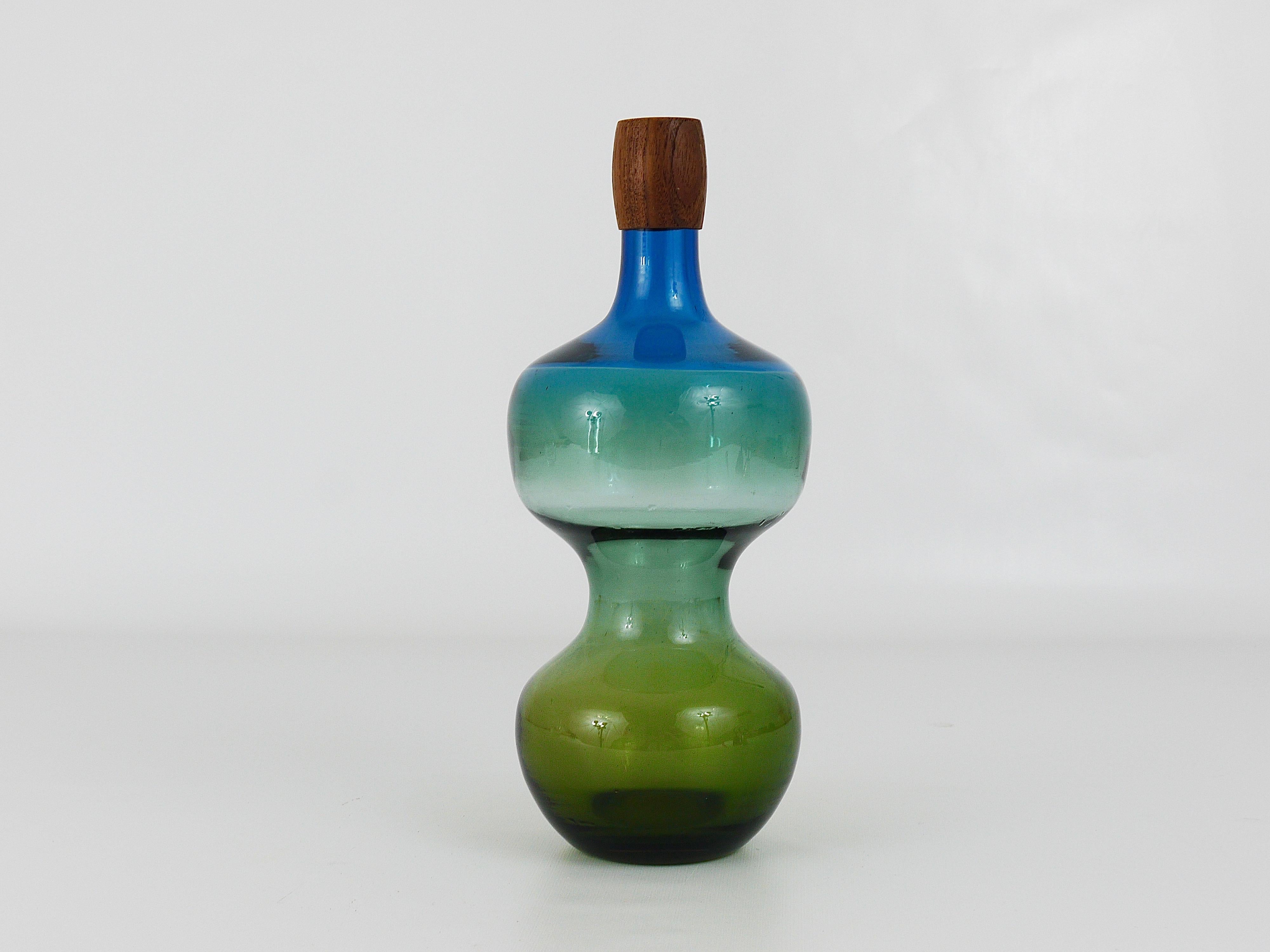 Mid-Century Modern Colorful Tropico Carafe Bottle by Göran Wärff for Pukeberg, Sweden, 1960s For Sale