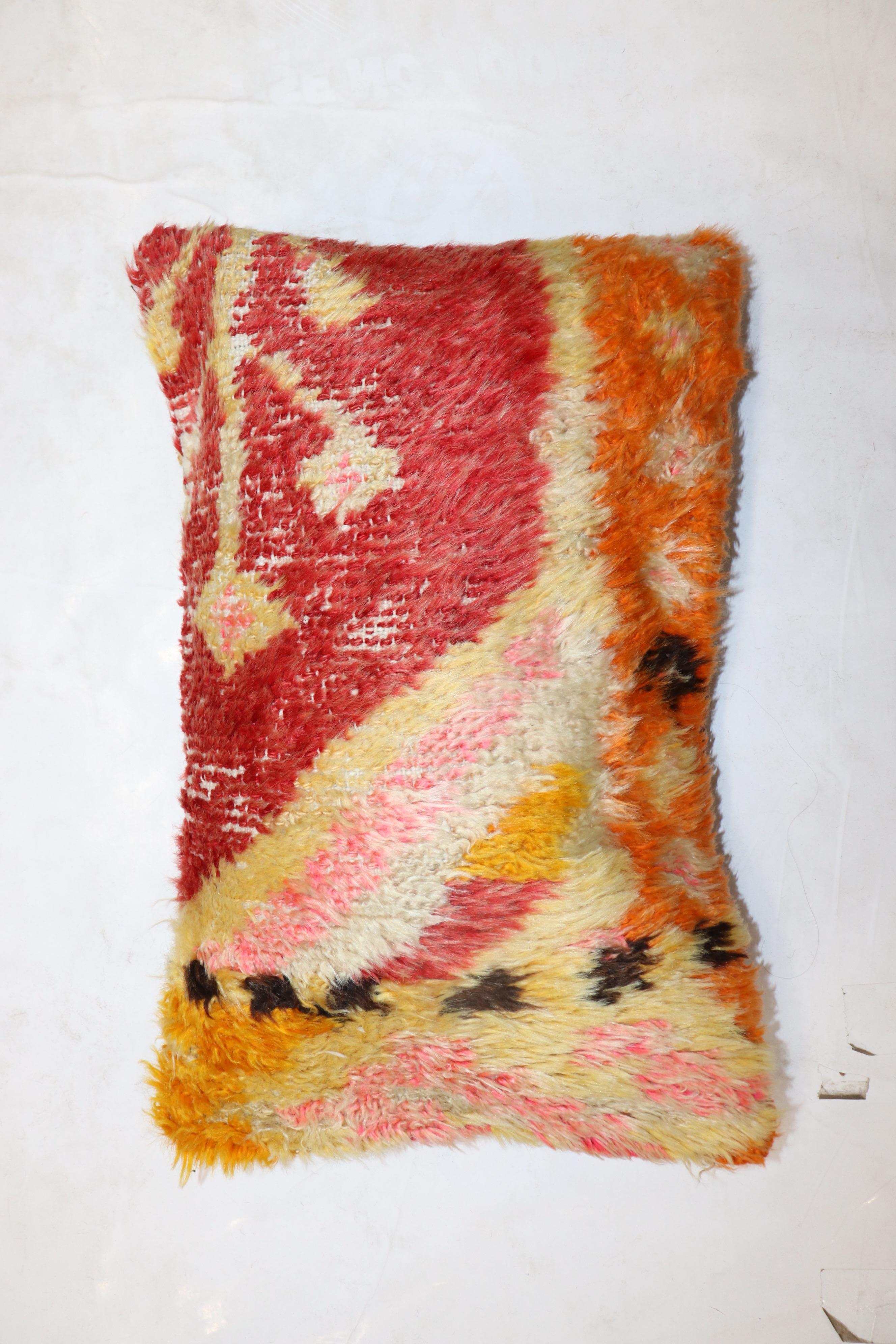 Colorful Tulu Turkish Rug Pillow In Good Condition For Sale In New York, NY