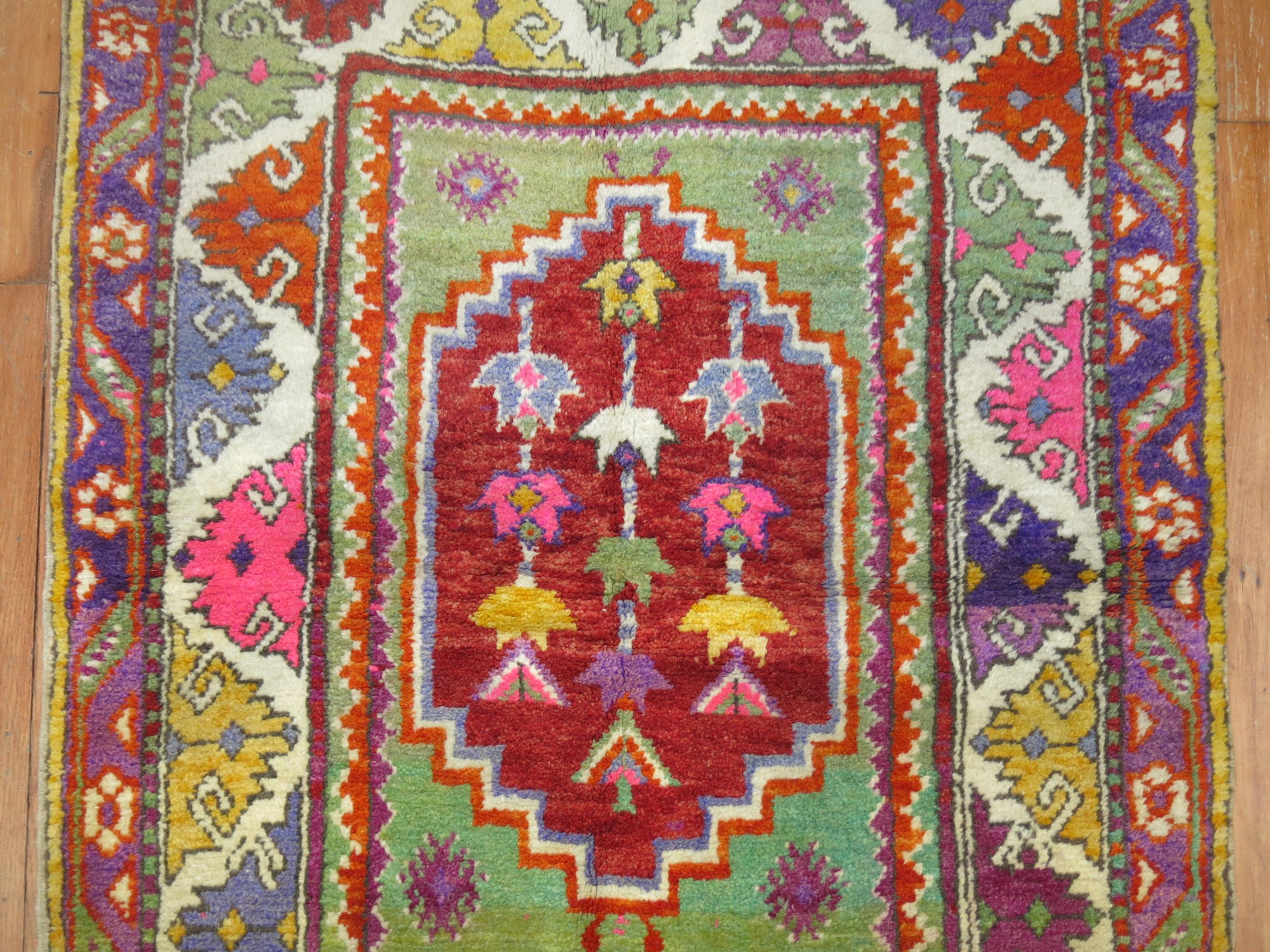 20th Century Colorful Turkish Anatolian Rug For Sale