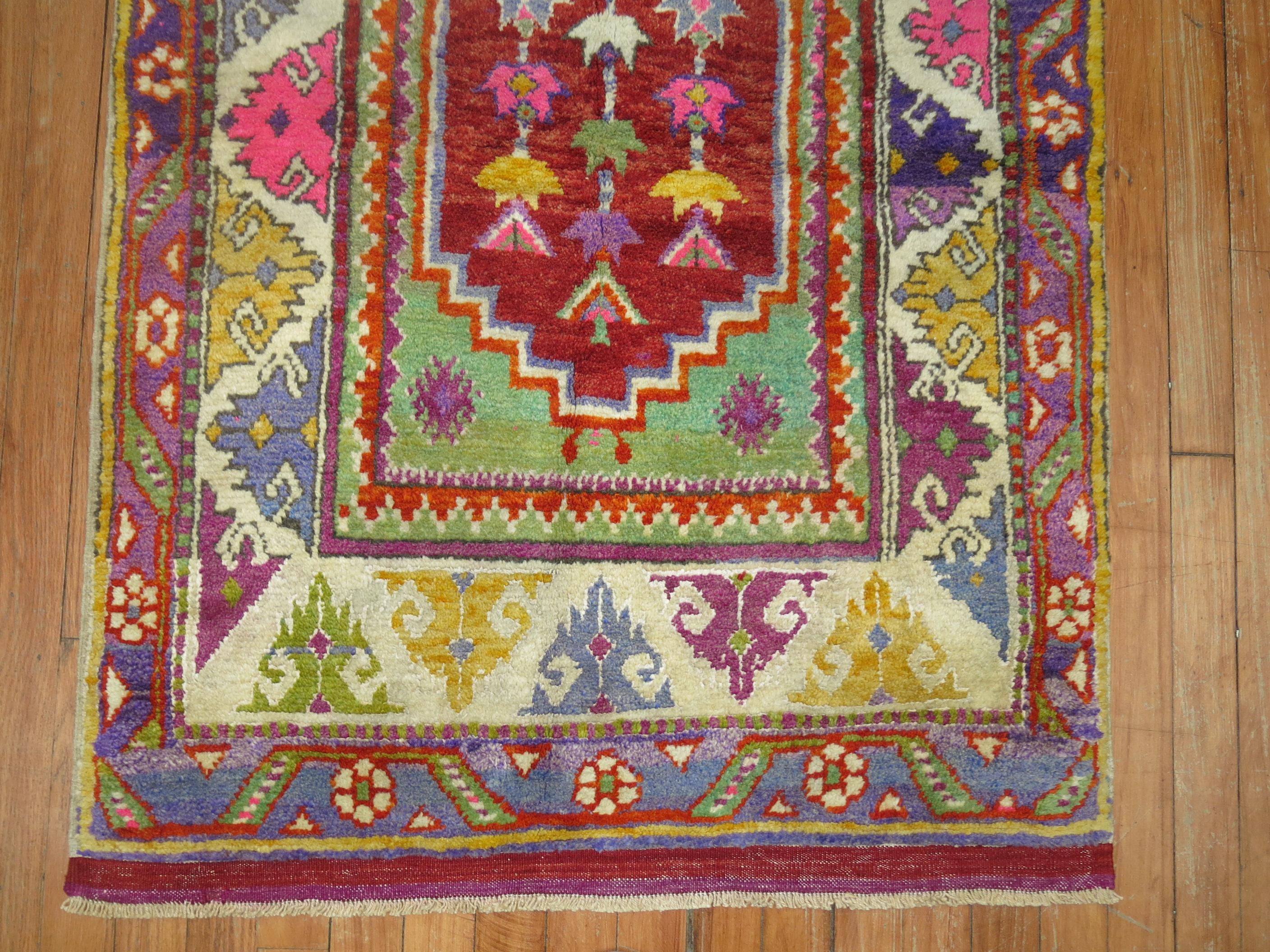 Wool Colorful Turkish Anatolian Rug For Sale