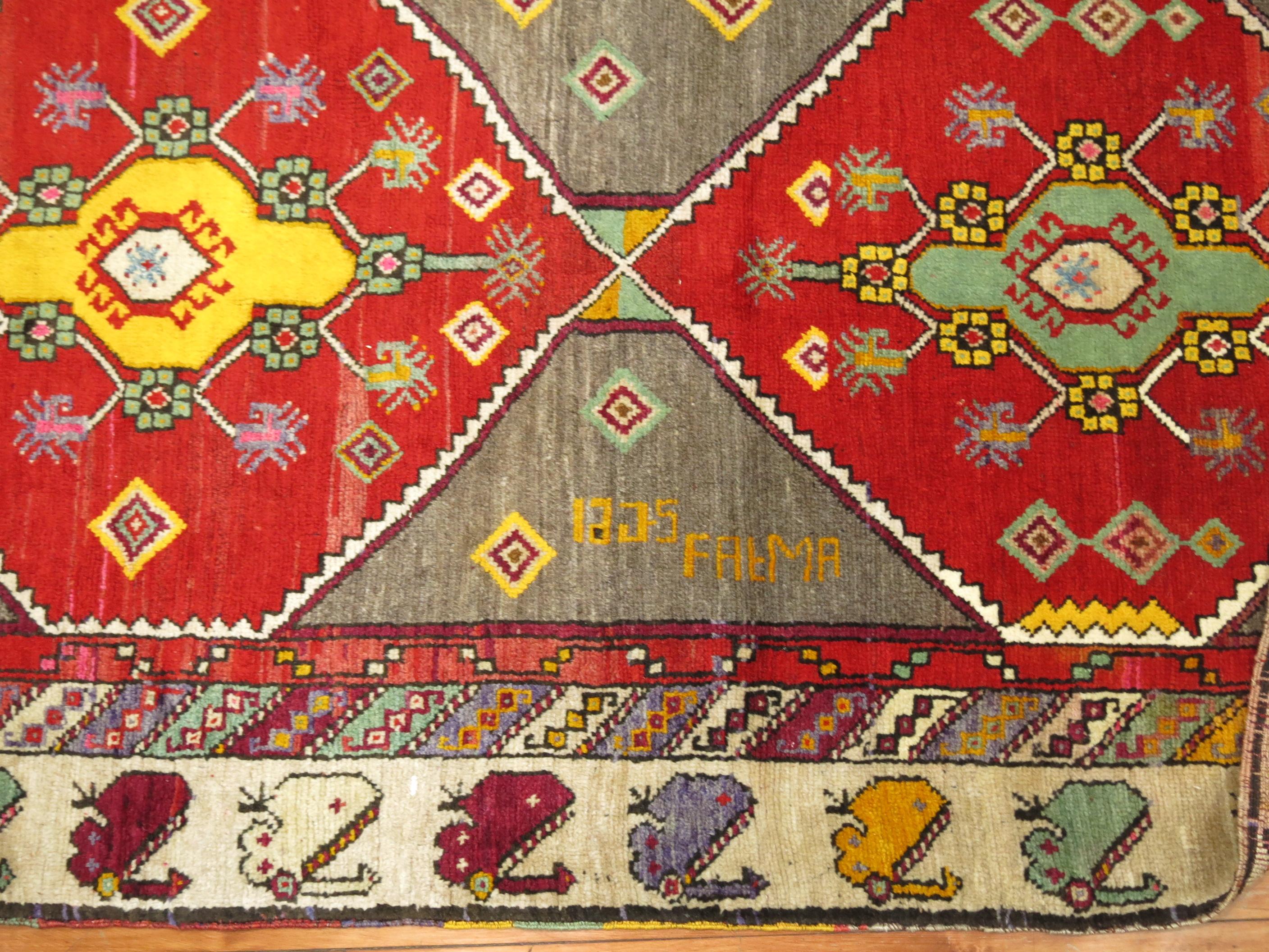 Hand-Woven Colorful Turkish Anatolian Wide Runner For Sale