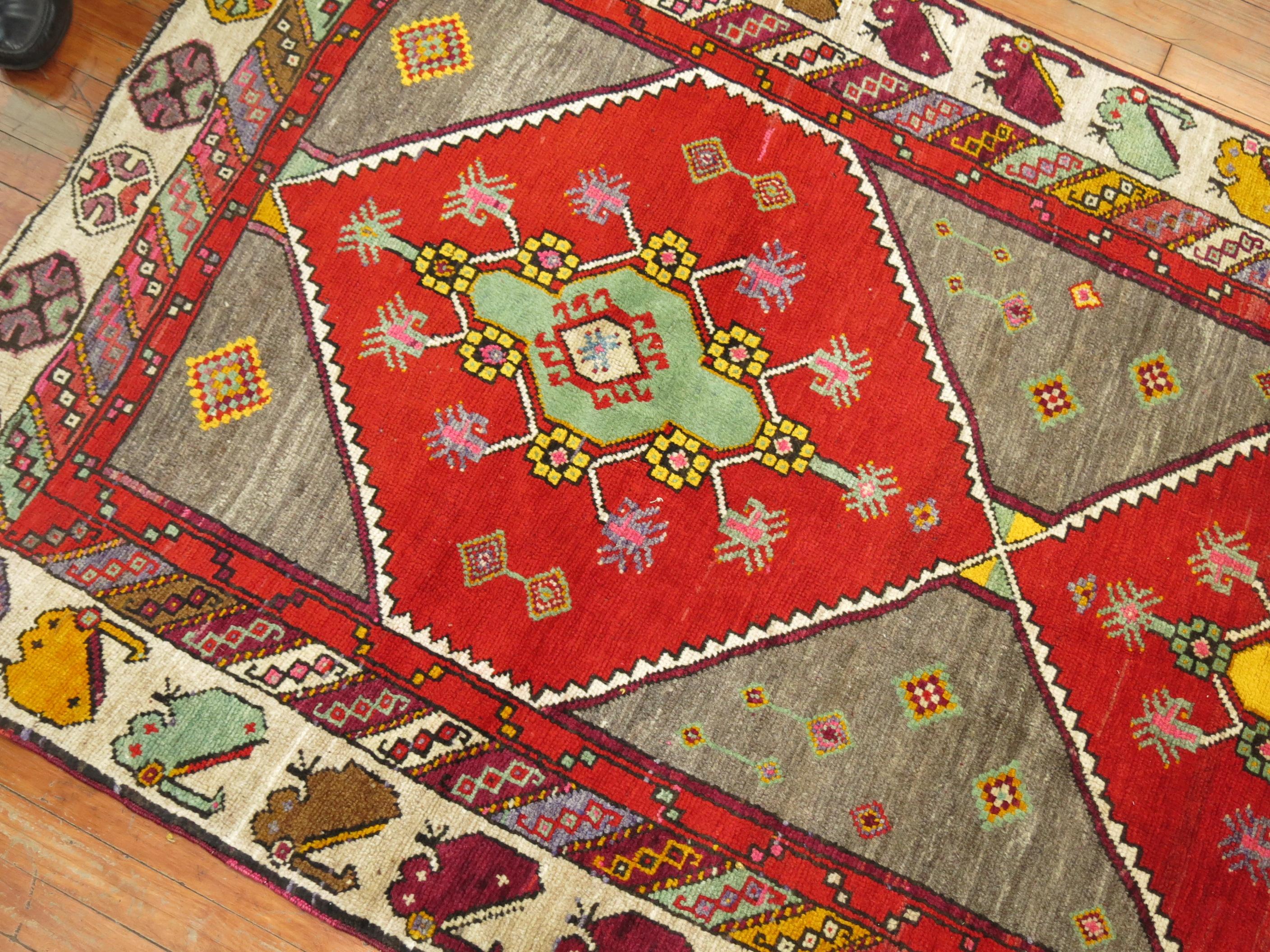 Colorful Turkish Anatolian Wide Runner In Excellent Condition For Sale In New York, NY