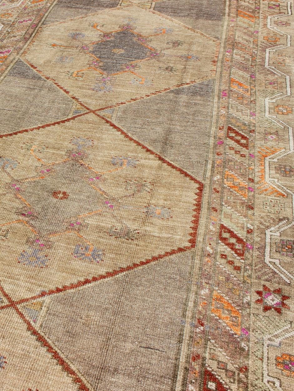 Colorful Turkish Gallery Runner with Multi-Medallion Design & Unique Colors For Sale 4
