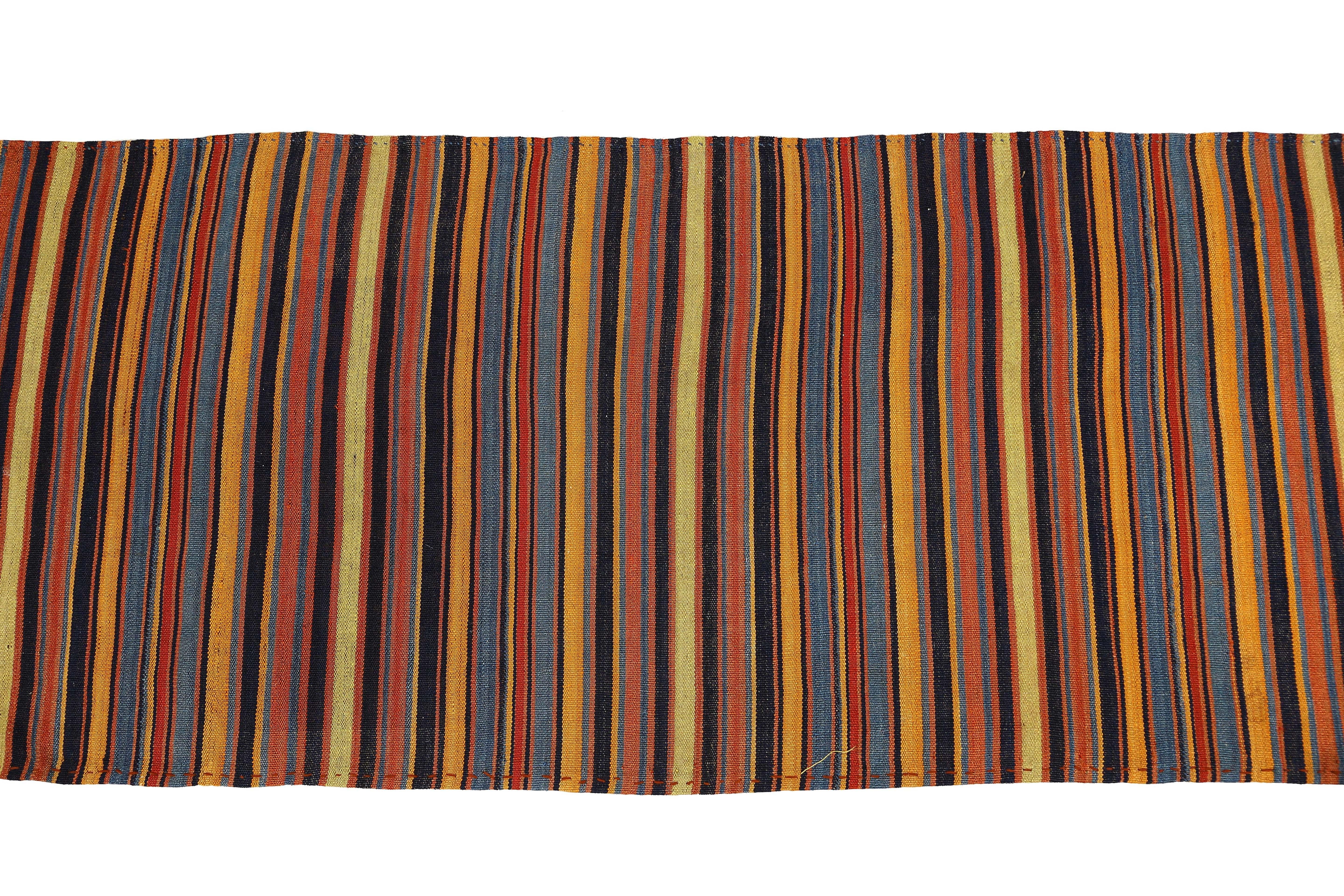 Hand-Woven Colorful Turkish Kilim Runner For Sale
