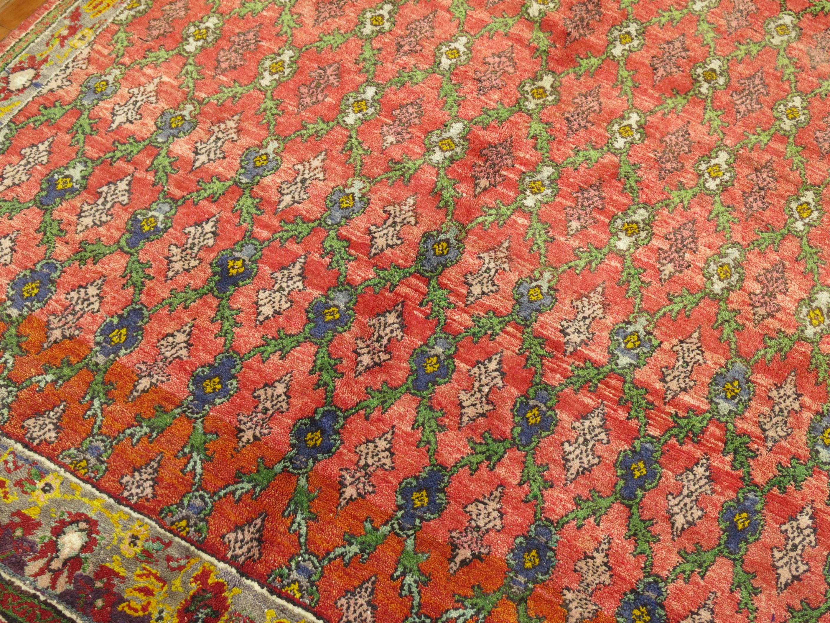 Hand-Knotted Colorful Turkish Konya Rug For Sale