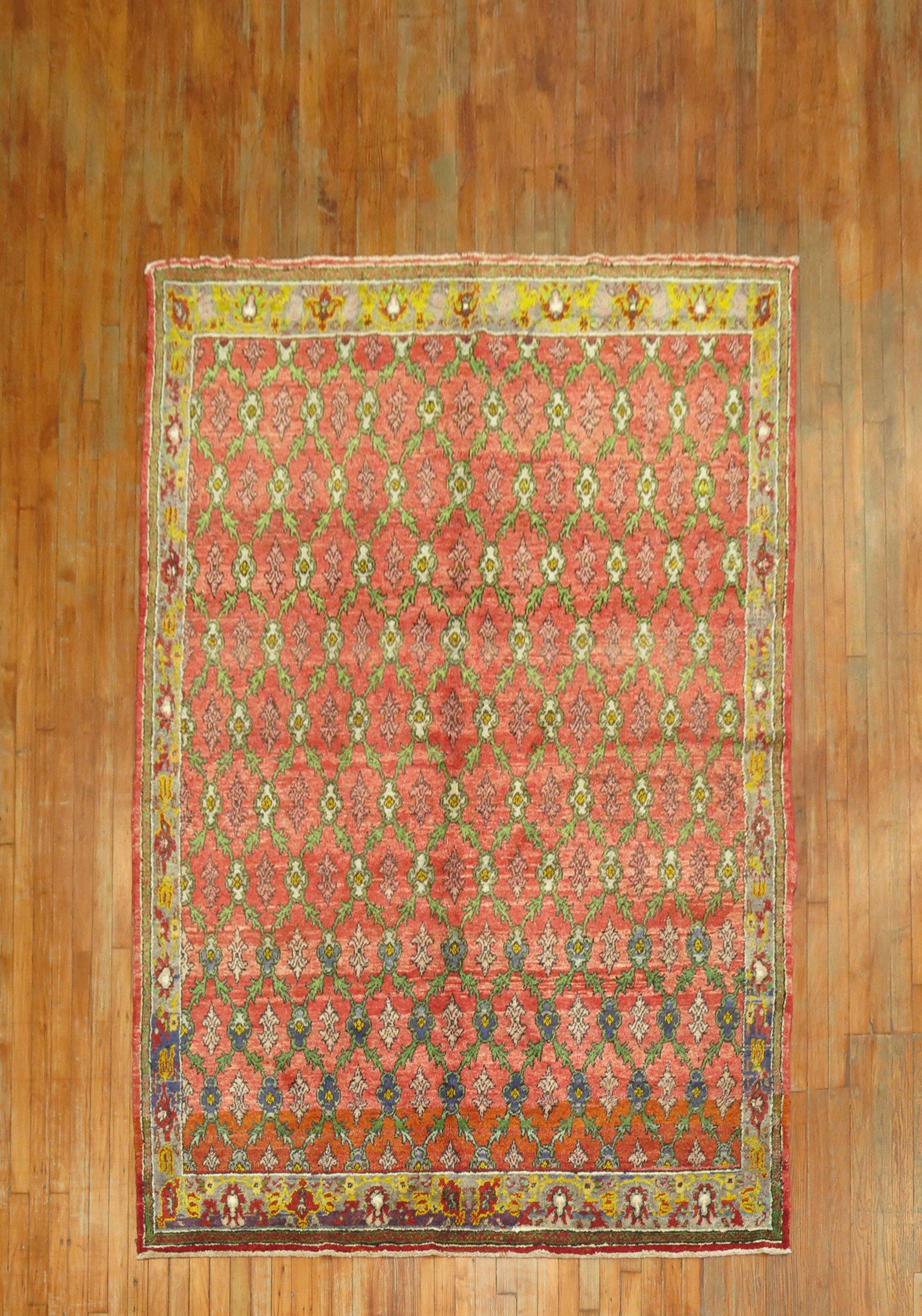 Colorful Turkish Konya Rug In Good Condition For Sale In New York, NY
