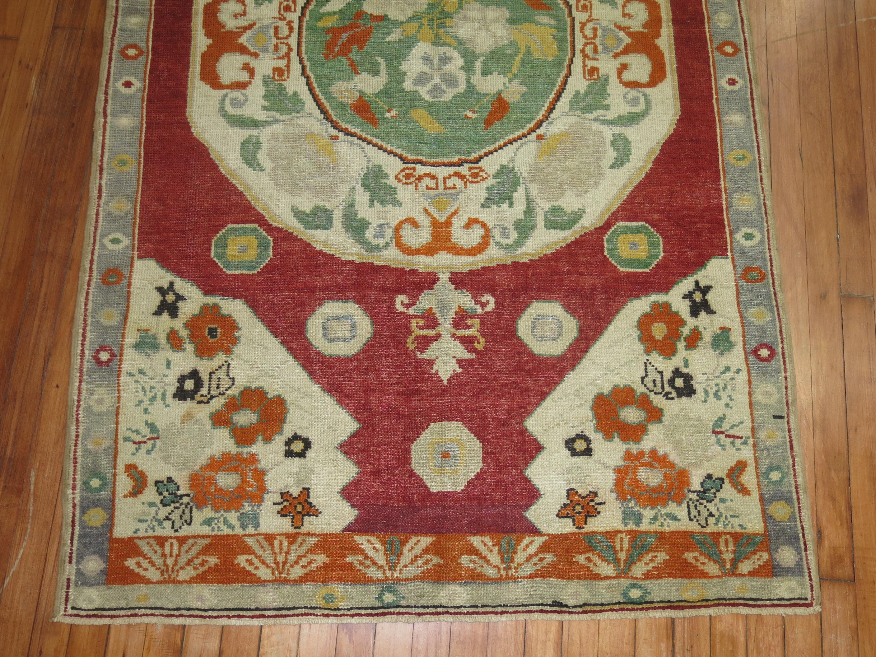 Country Colorful Turkish Oushak Rug For Sale