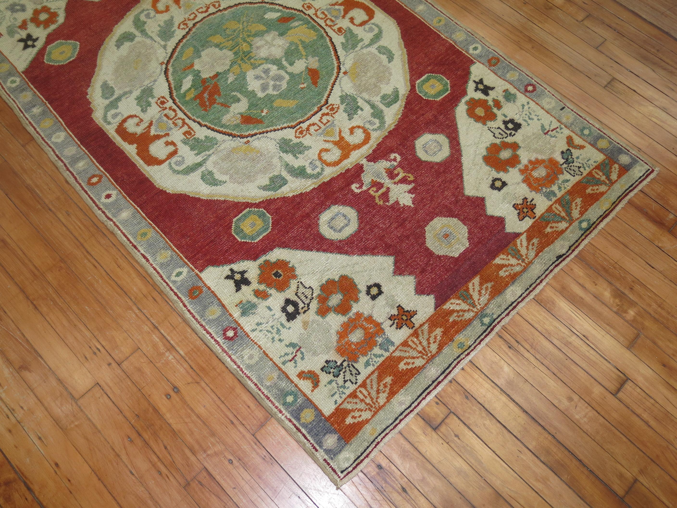20th Century Colorful Turkish Oushak Rug For Sale