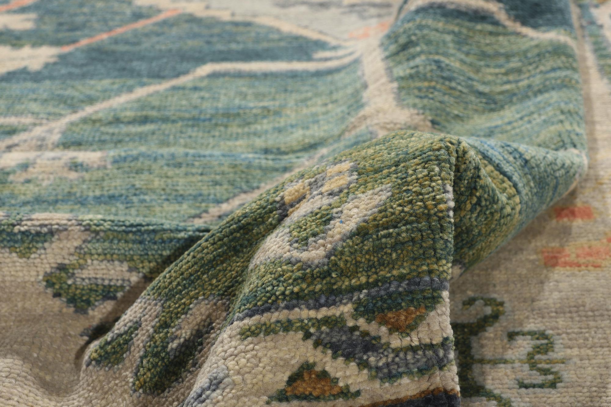 Wool New Contemporary Colorful Turkish Oushak Carpet with Modern Style For Sale