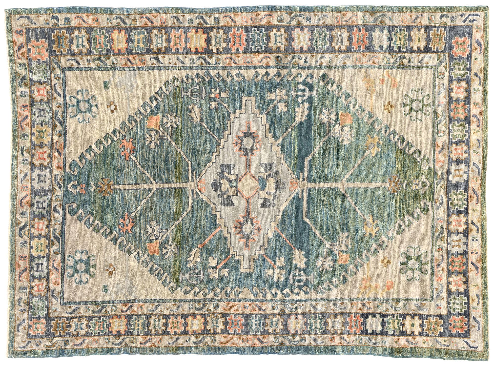 New Contemporary Colorful Turkish Oushak Carpet with Modern Style For Sale 5