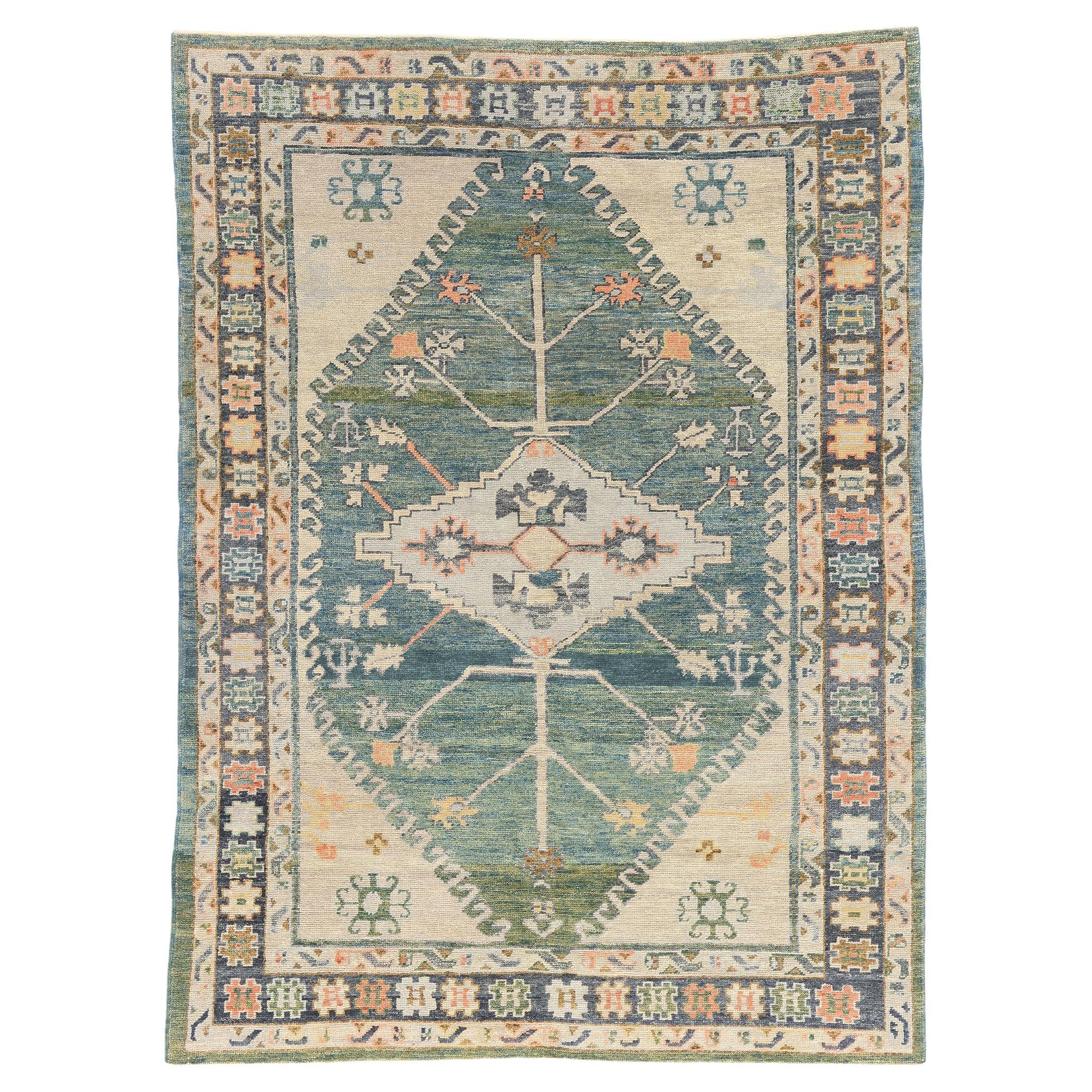 New Contemporary Colorful Turkish Oushak Carpet with Modern Style