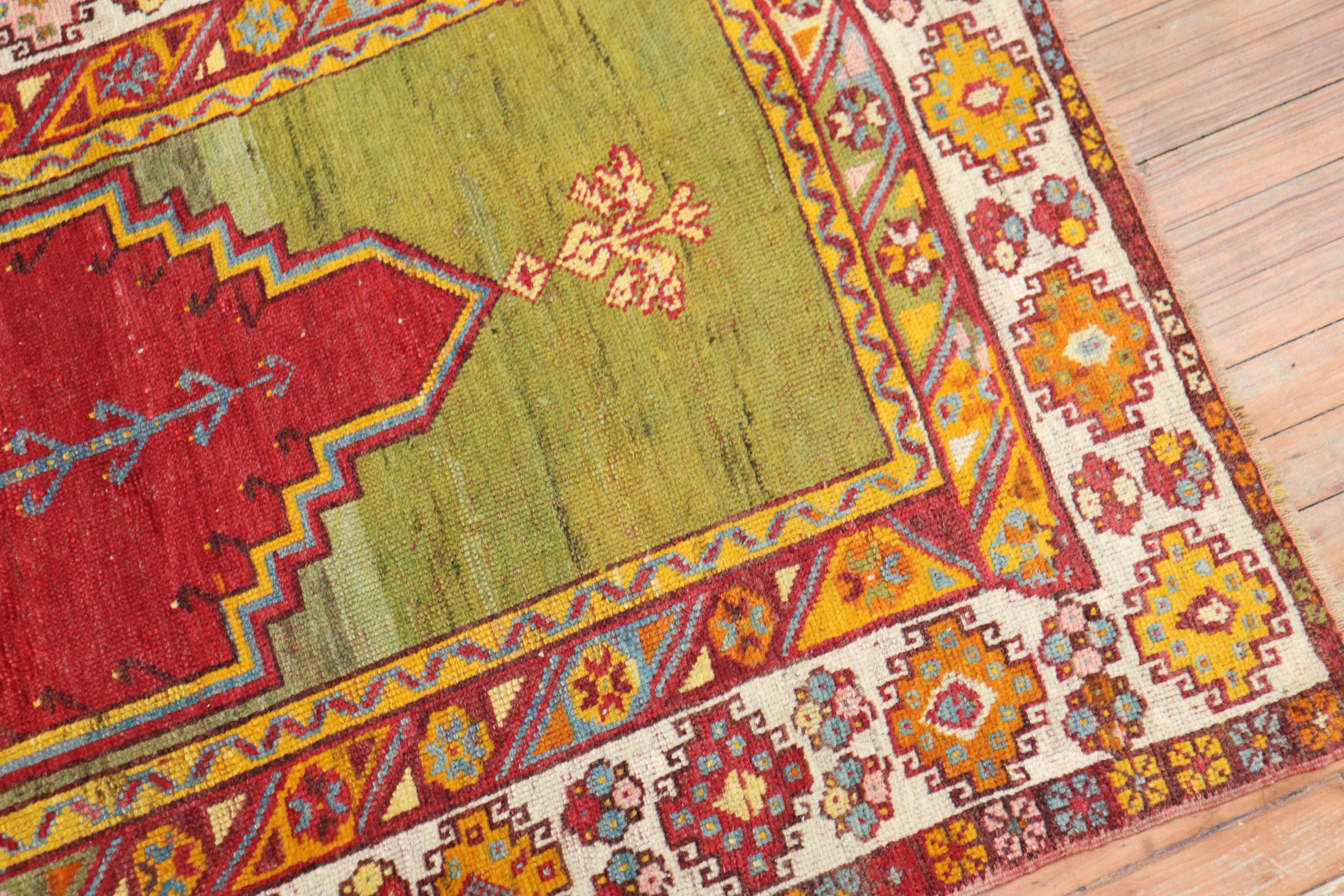 Colorful Turkish Prayer Niche Rug For Sale 3