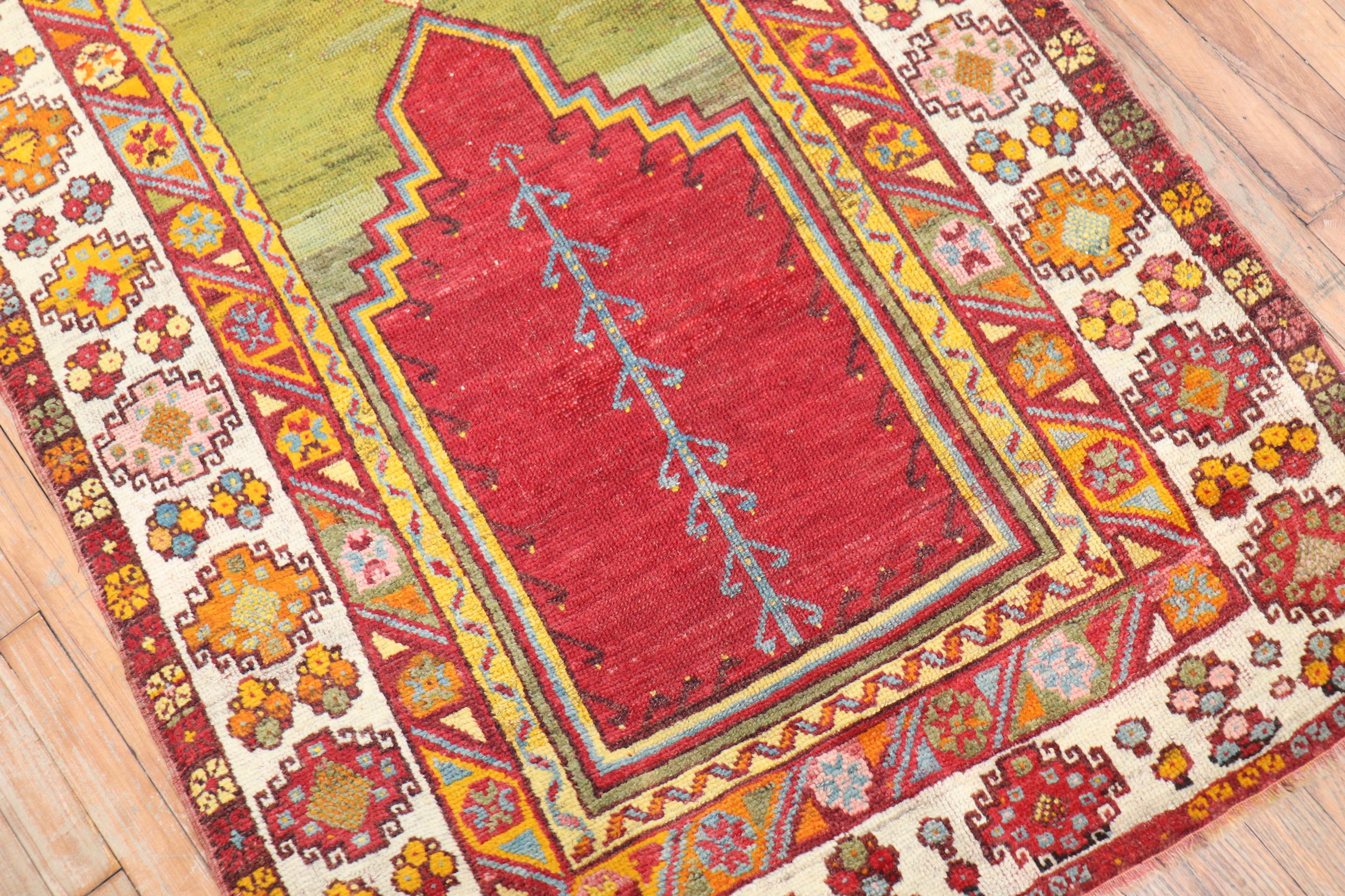 20th Century Colorful Turkish Prayer Niche Rug For Sale