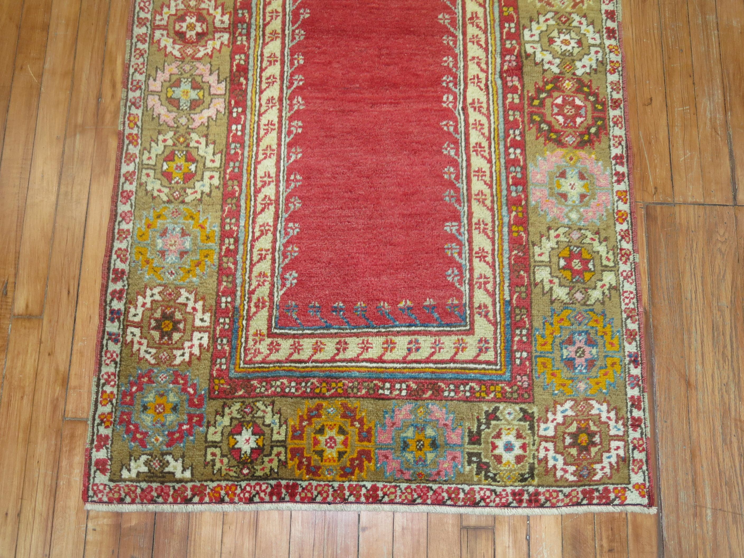 20th Century Colorful Turkish Prayer Niche Rug For Sale