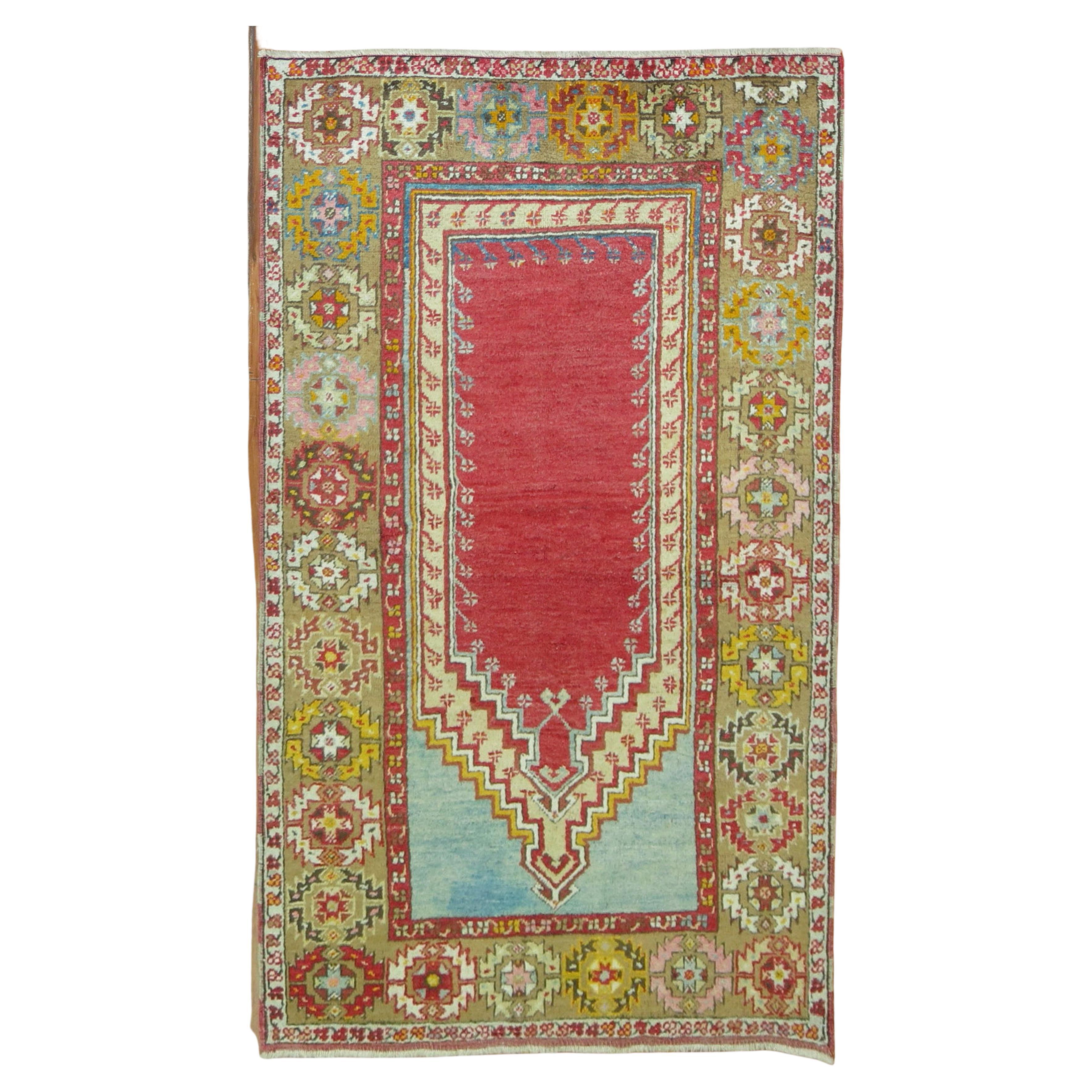 Colorful Turkish Prayer Niche Rug For Sale