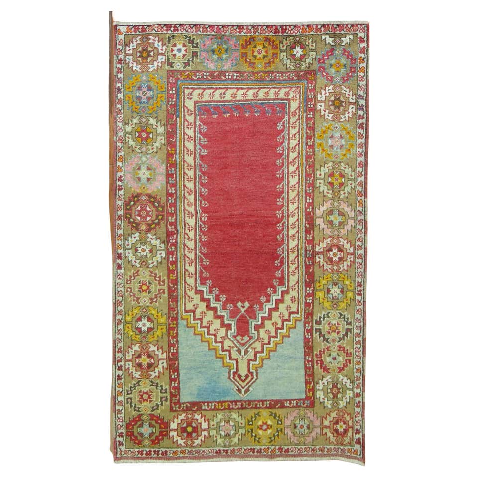 Light Green Mihrab NIche Turkish Prayer Rug For Sale at 1stDibs