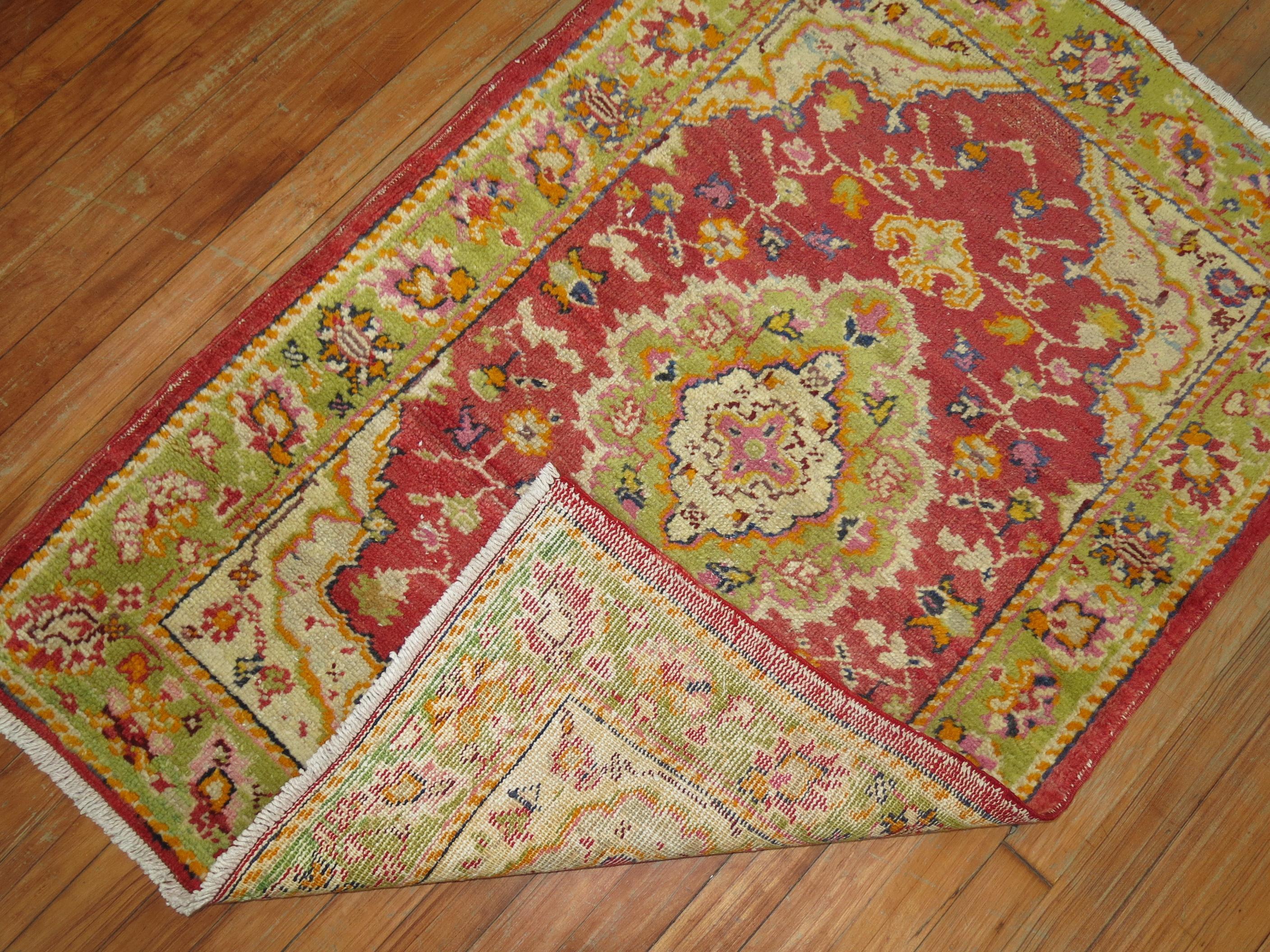 Hand-Knotted Colorful Turkish Scatter Size Rug For Sale