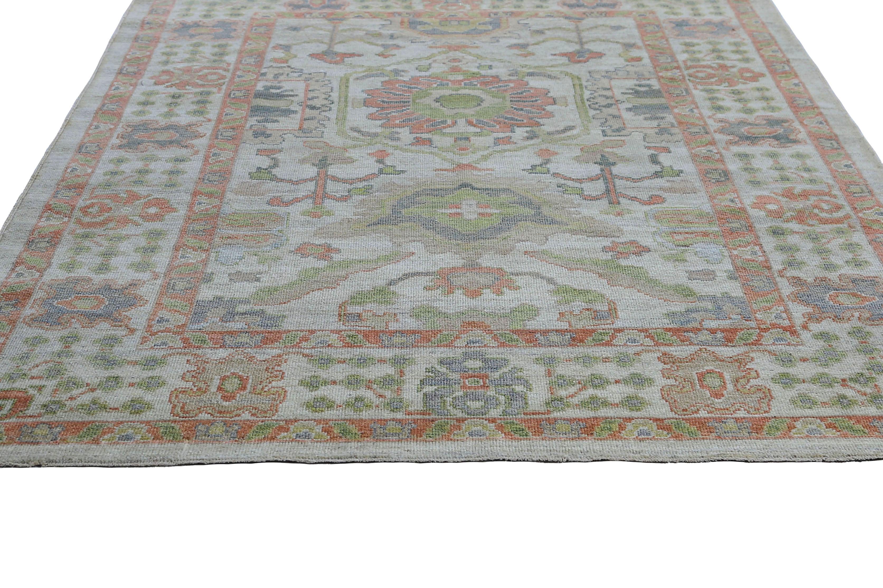 Afghanistan Sultanabad-Teppiche Circa 1990 - Wolle Elfenbein Rot Design - 95510 im Angebot 5