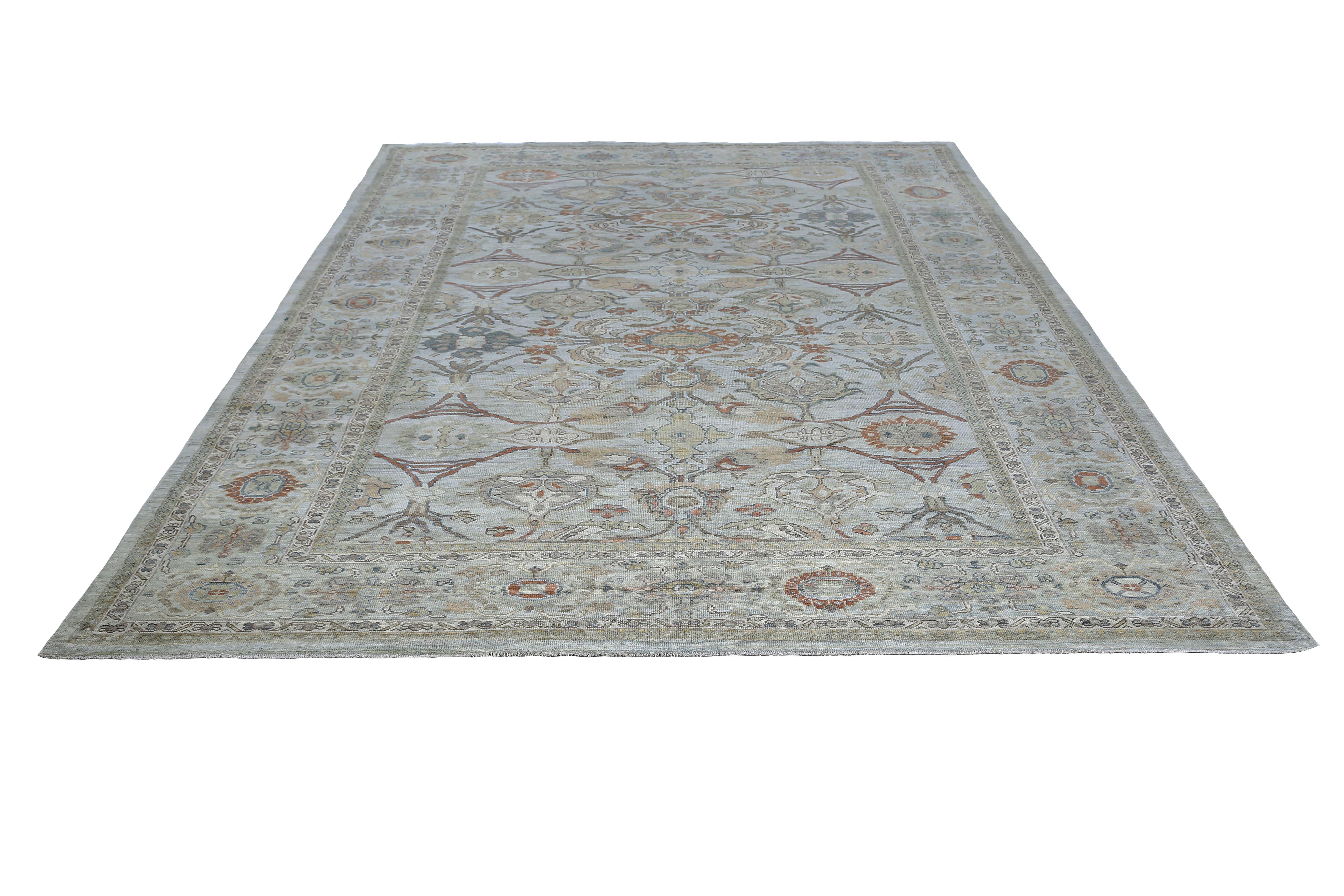 Hand-Woven Colorful Turkish Sultanabad Rug For Sale