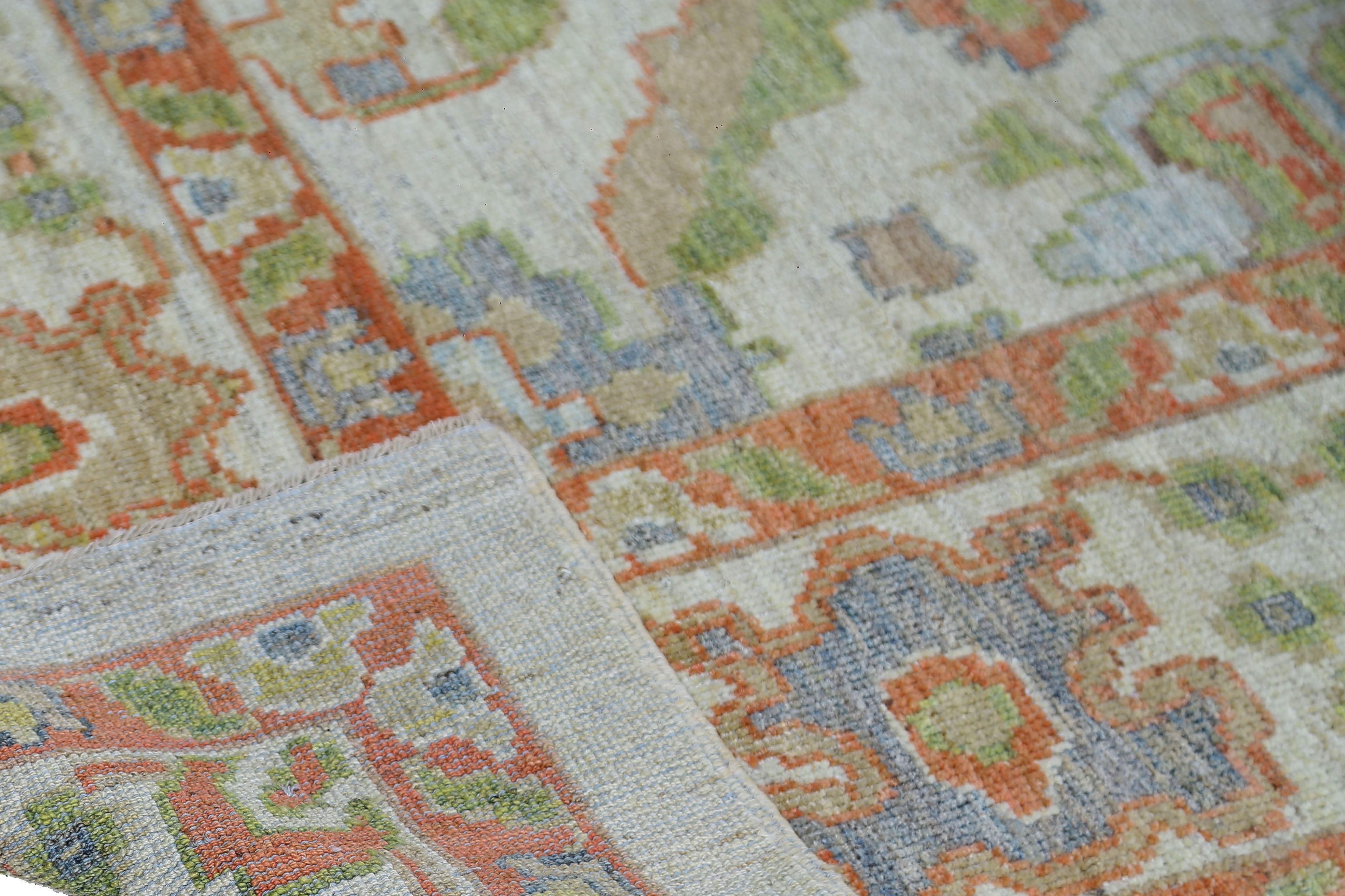 Afghanistan Sultanabad-Teppiche Circa 1990 - Wolle Elfenbein Rot Design - 95510 (Afghanisch) im Angebot