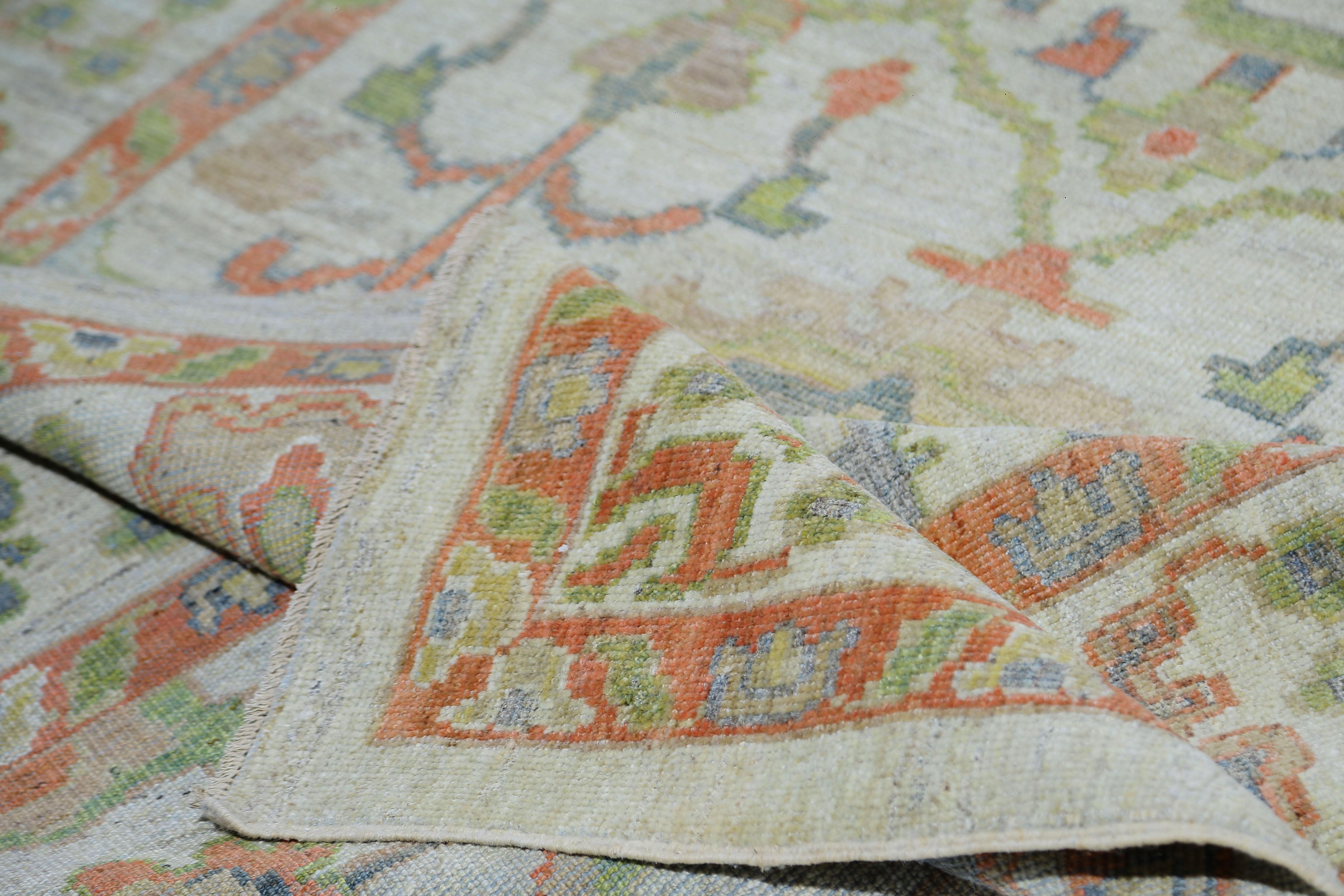Afghanistan Sultanabad-Teppiche Circa 1990 - Wolle Elfenbein Rot Design - 95510 (20. Jahrhundert) im Angebot