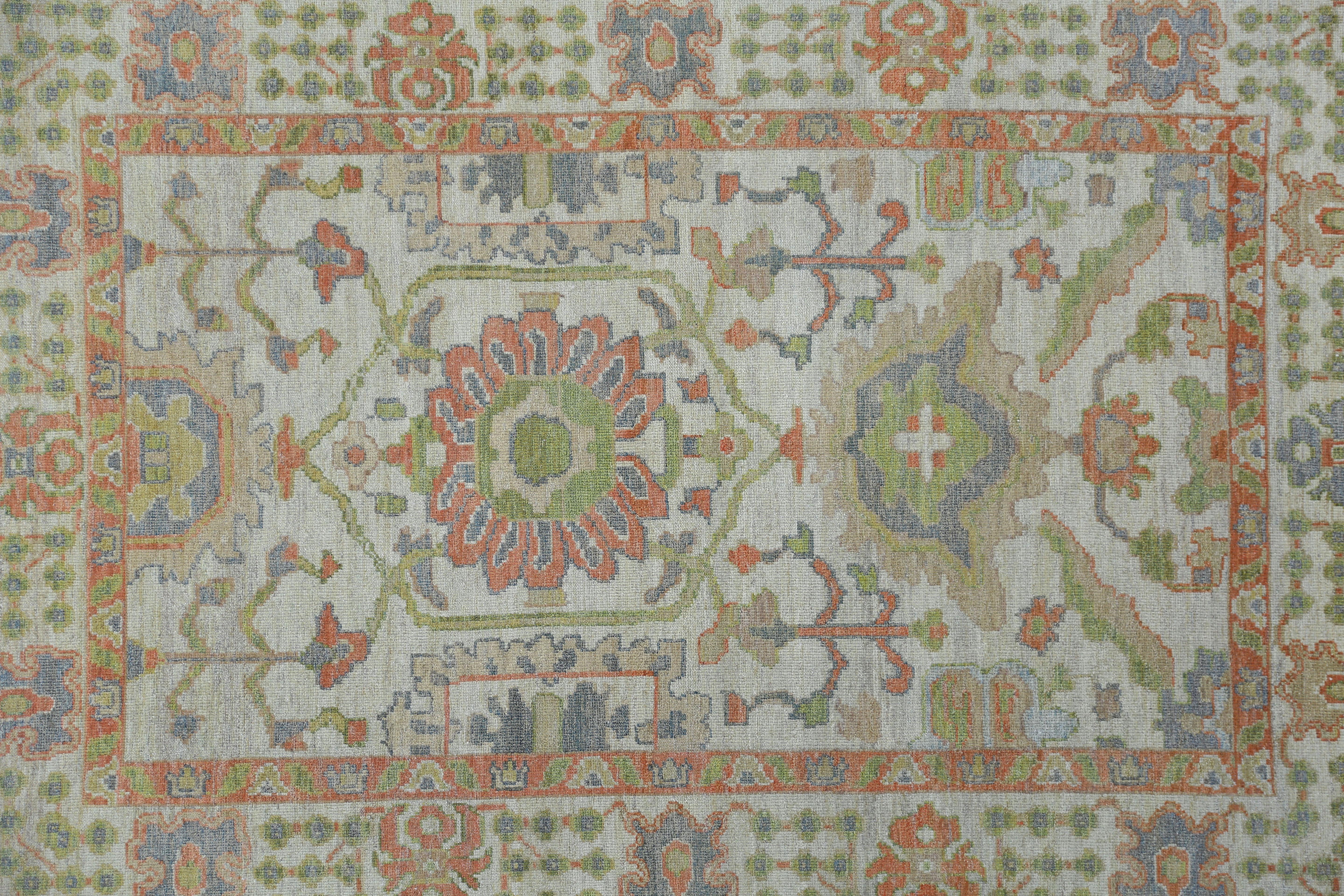 Afghanistan Sultanabad-Teppiche Circa 1990 - Wolle Elfenbein Rot Design - 95510 im Angebot 2