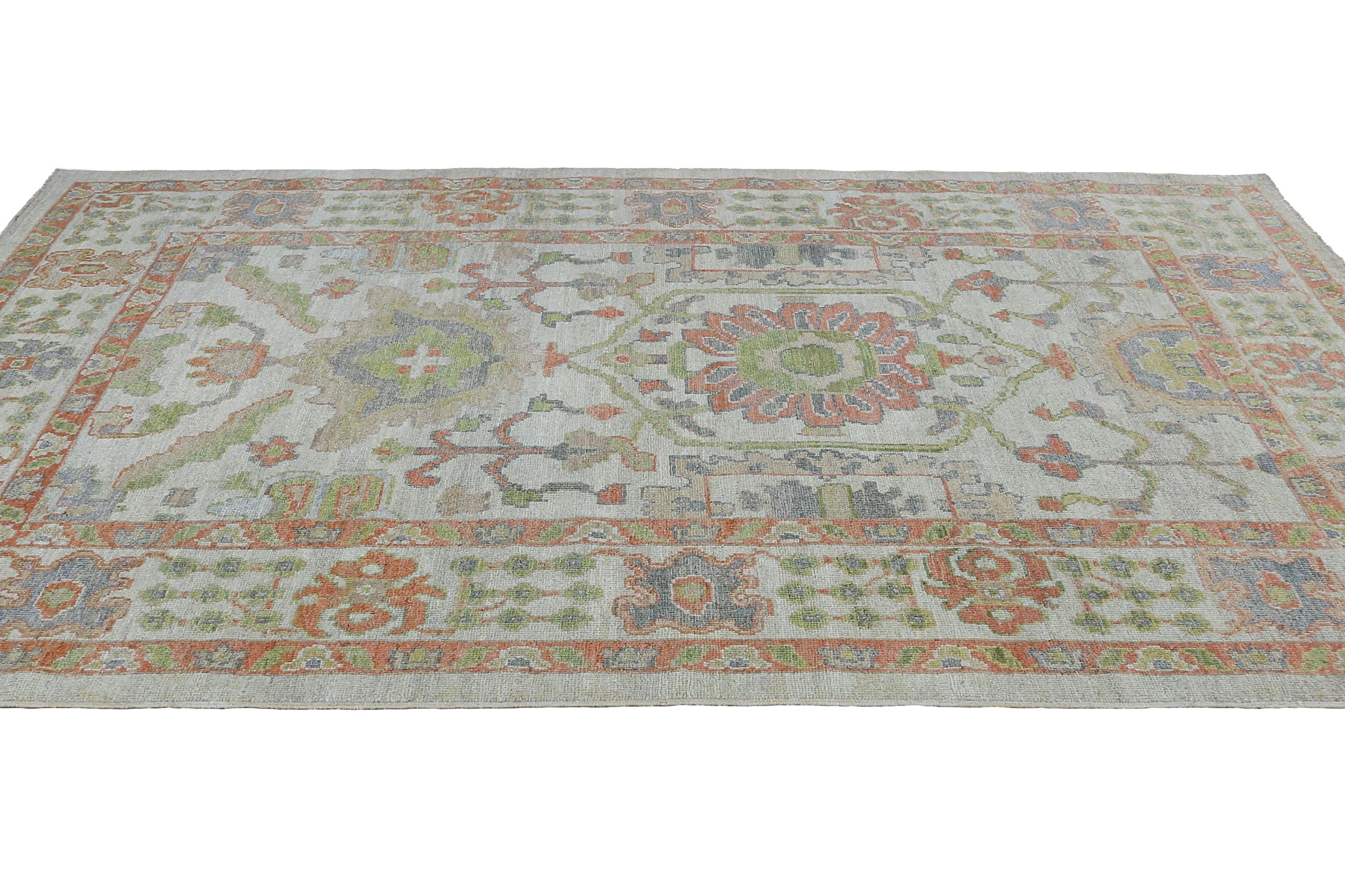 Afghanistan Sultanabad-Teppiche Circa 1990 - Wolle Elfenbein Rot Design - 95510 im Angebot 3